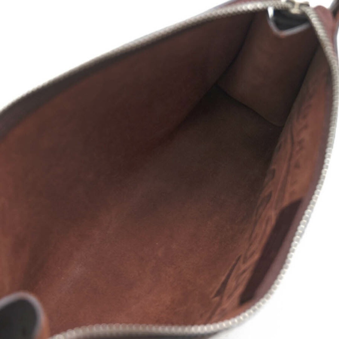 Ferragamo Men’s Business Second Clutch Bag Brown Leather Logo 22.5x14x5cm