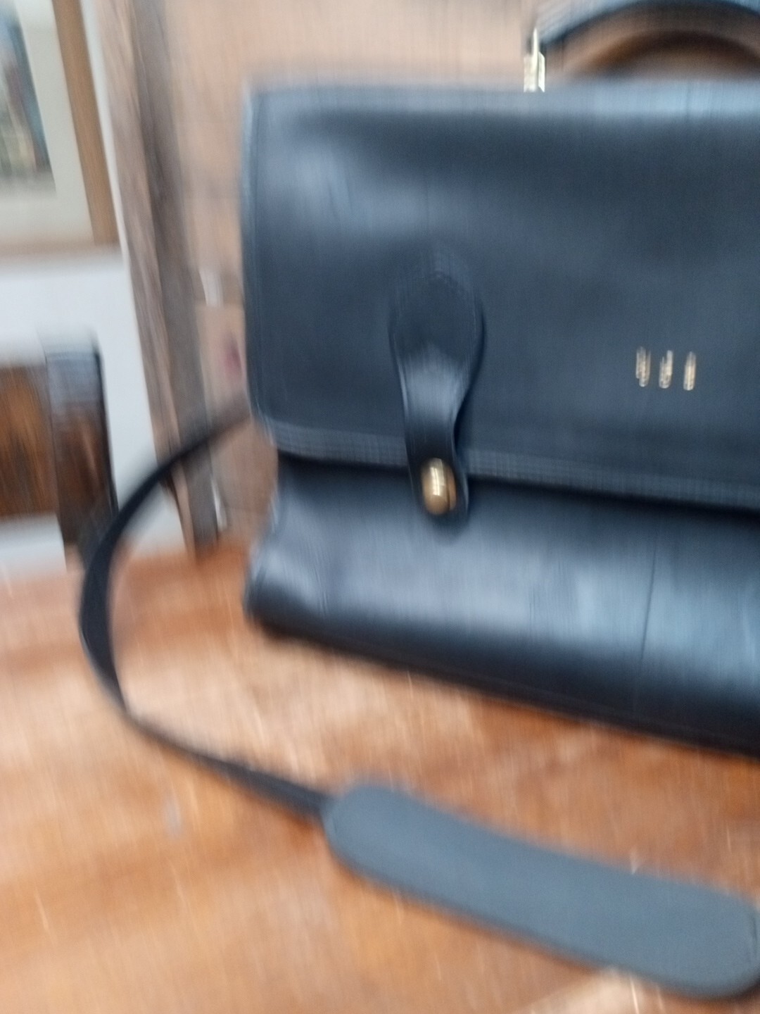 SCHLESINGER Heavy Black Leather Briefcase / Messenger Bag Made in USA