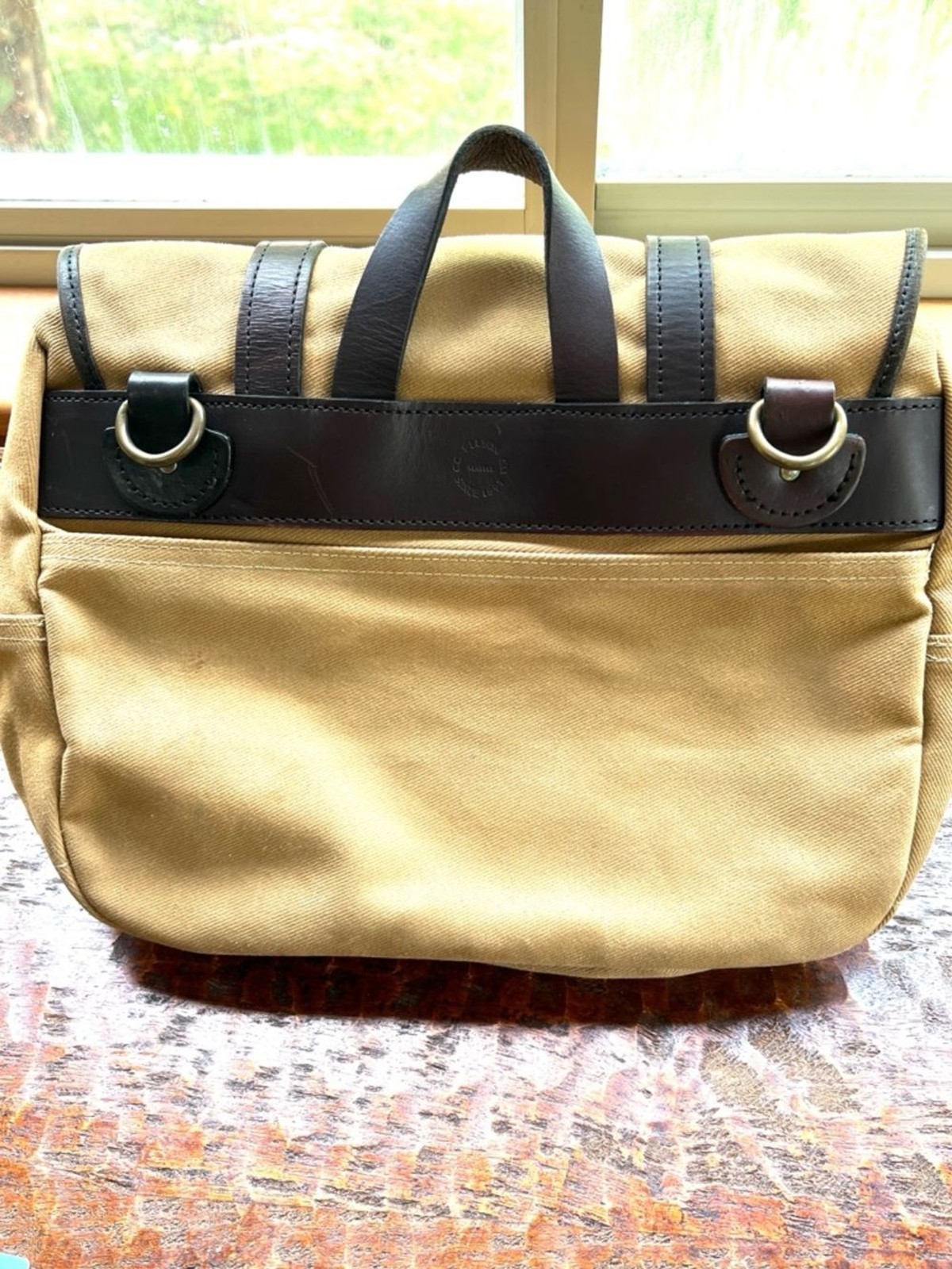 VTG Authentic Filson Medium Field Bag 232 Tan Canvas Bridle Leather Excellent