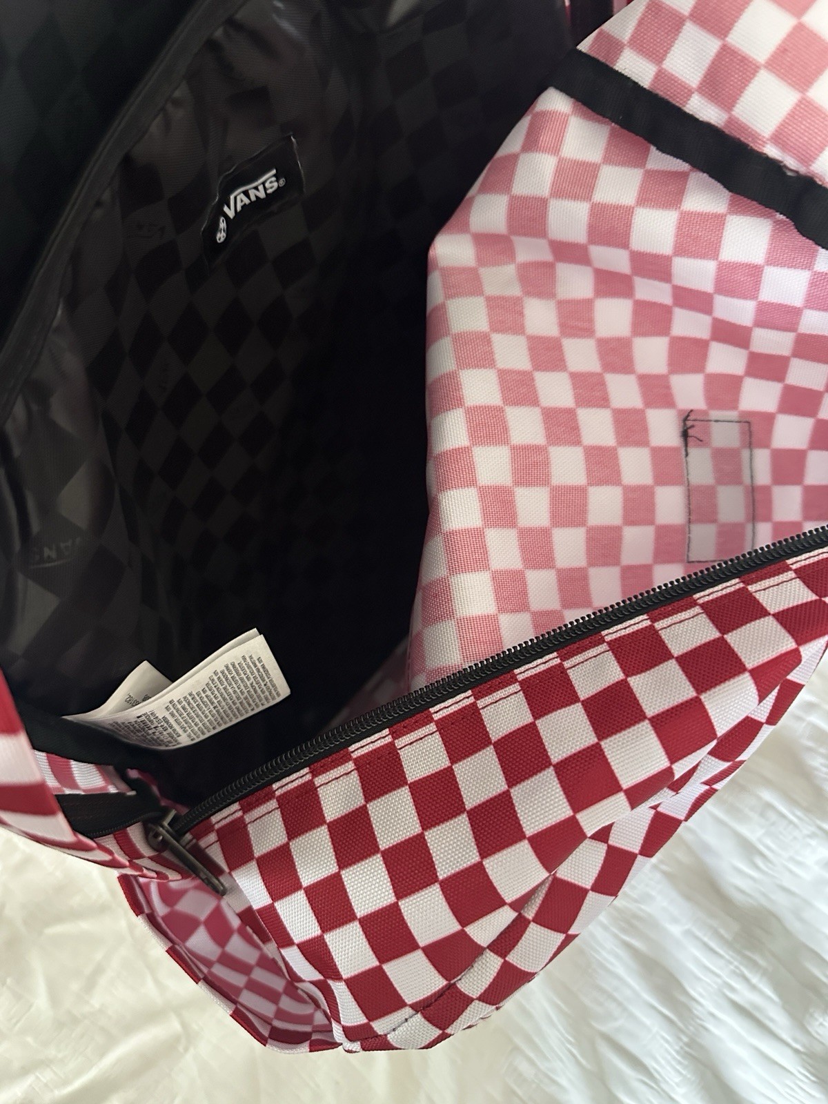 VANS OFF THE WALL Backpack Red White Check School Bag Checkered