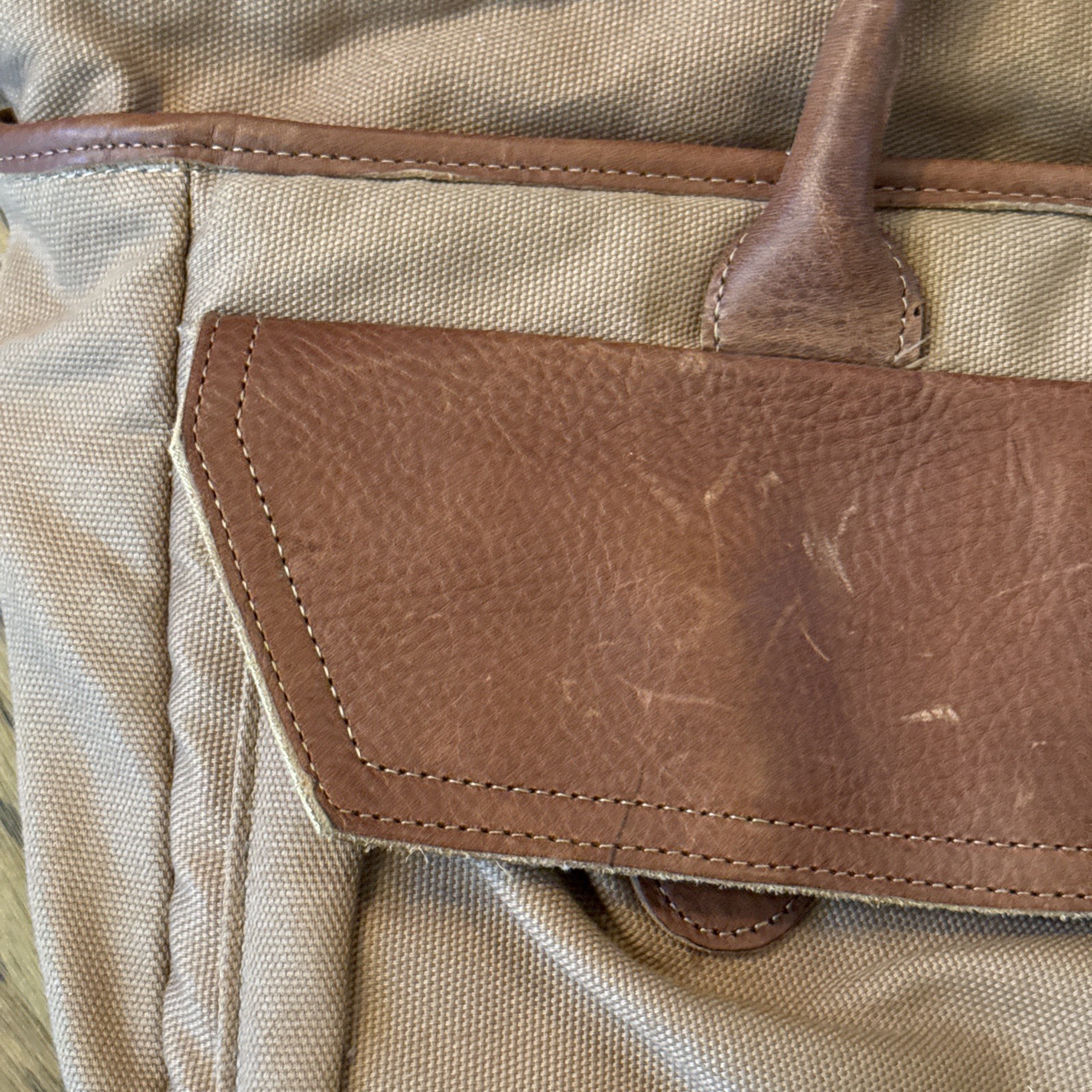 Duluth Trading Company Superior Street Fire Hose Briefcase Brown Canvas Leather