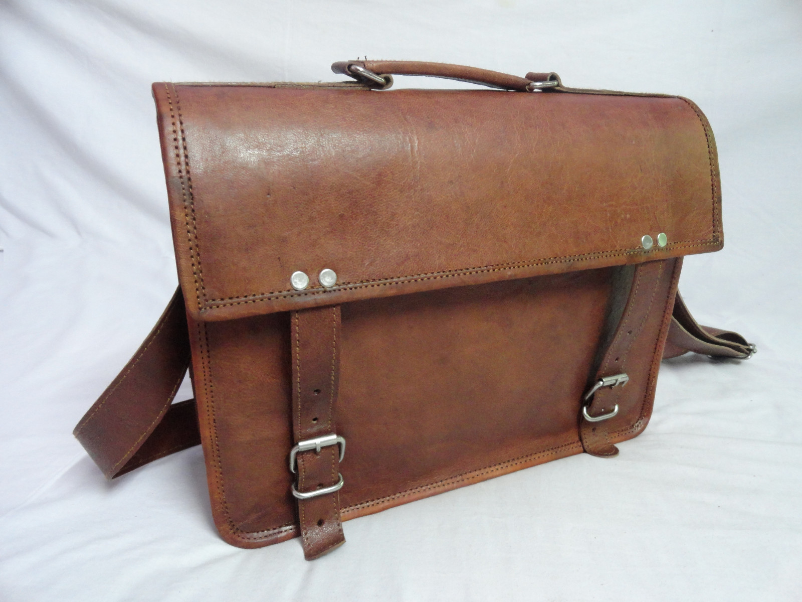 14 In Leather Messenger Bag Office Satchel Laptop Briefcase School Crossbody Bag