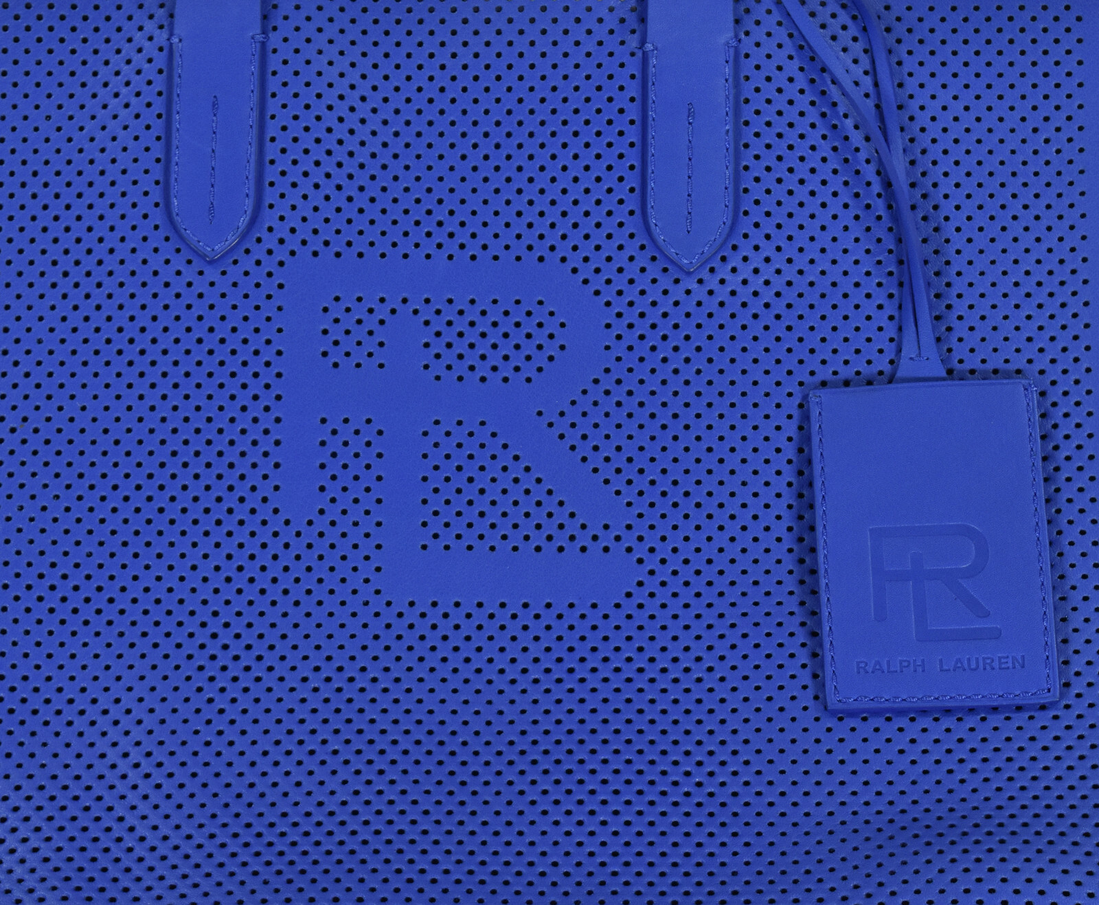 Ralph Lauren Purple Label Perforated Blue Leather RL Tote Bag New $1100