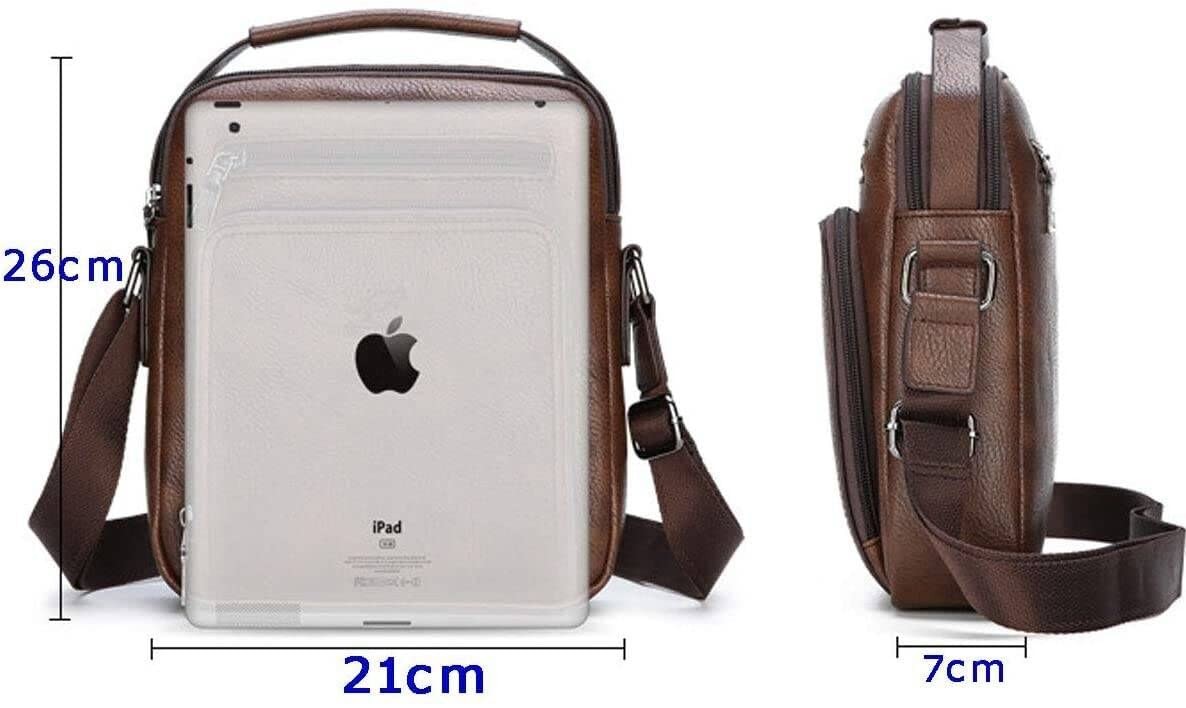 Zipper Buckle Leather Messenger Bag Vintage Handle Bags for Men Ajustable Sat…
