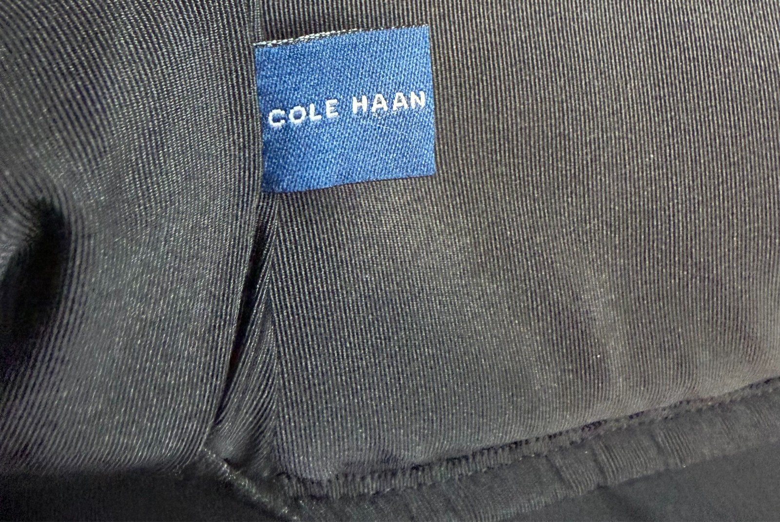 Cole Haan Black Pebbled Leather Backpack Drawstring Flap Laptop Travel Bag
