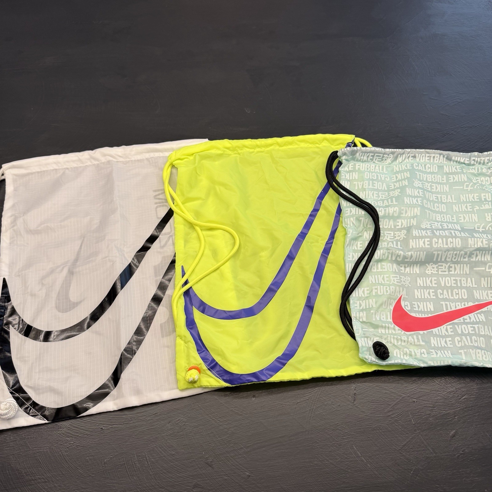 Nike Drawstring Shoe Bag Lot (3) Soccer Track Neon Racing Zoom Phantom Luna Mint