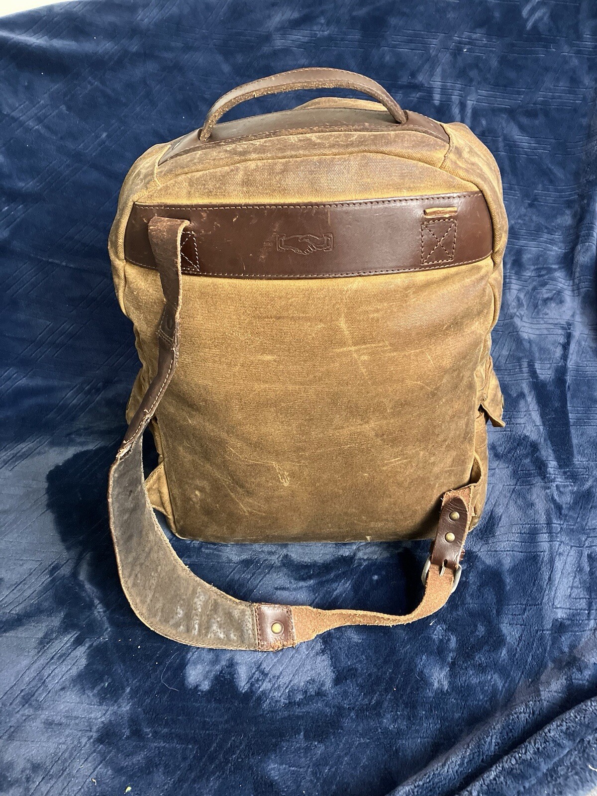 Mission Mercantile Backpack Waxed Canvas Leather Large Laptop Day Bag ISSUES