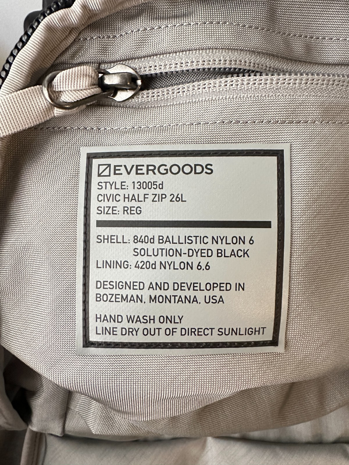 Evergoods Civic Half Zip 26L CHZ26 V3 2026 Version – Solution Dyed Black EX+