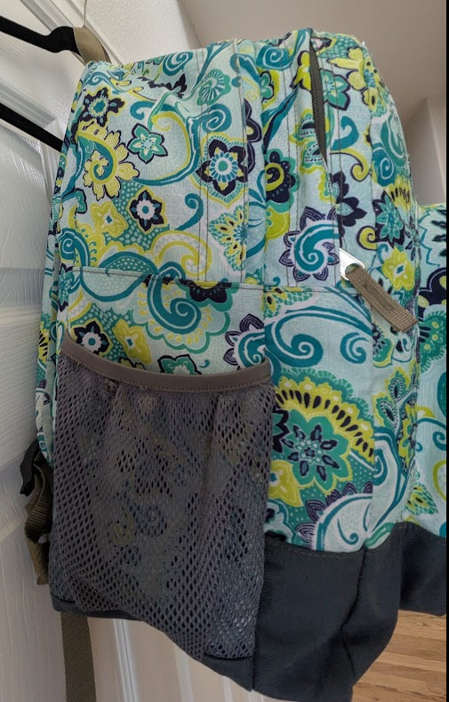 LL Bean Paisley Deluxe Backpack Aqua Kids Adult School RipStop Nylon Excellent!