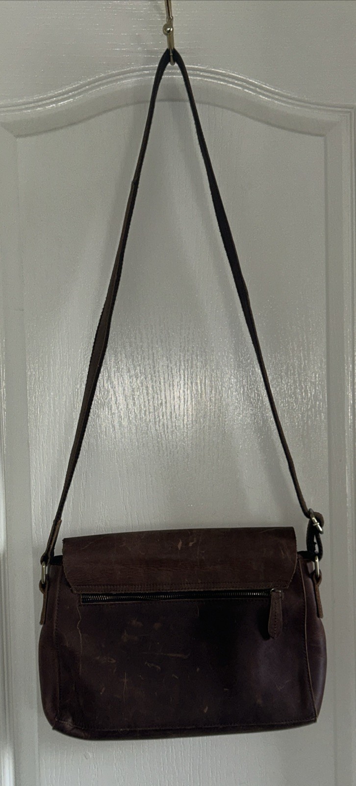 Leather Messenger Bag Unbranded Fold Over Flap Closer 12 “L By 8” H By 2.5” D