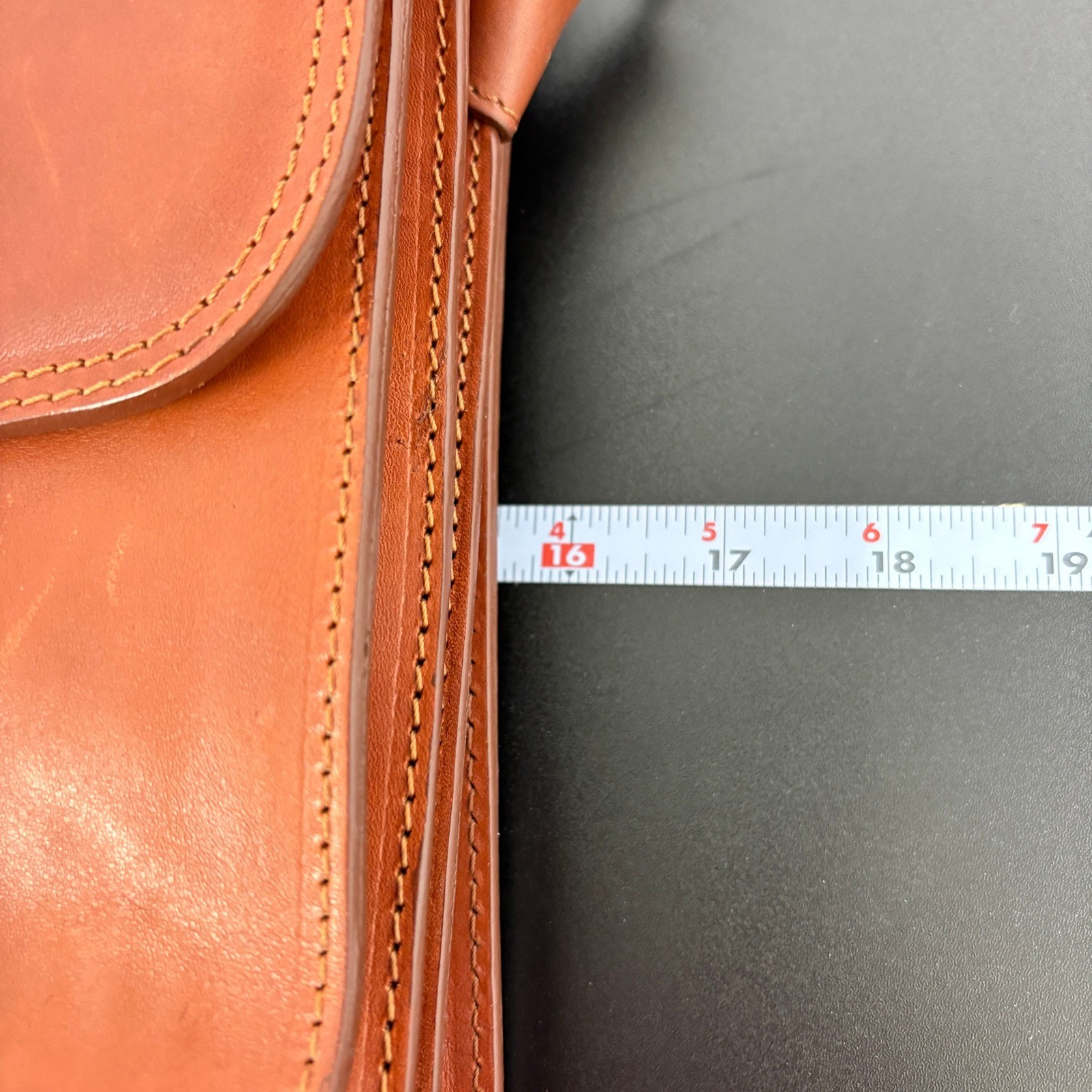 Unbranded Leather Briefcase Messenger Bag Large Cognac Made Italy Quiet Luxury