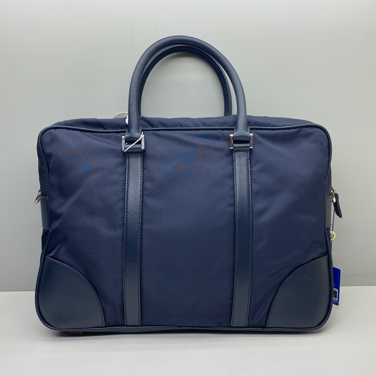 Prada Pre-Owned Authentic Briefcase Blue 36x28x7cm Nylon Free Shipping