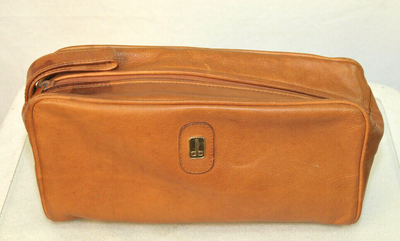 Vintage Full Grain Leather Travel Dopp Kit Bag By d’brozzi Inc Made Colombia