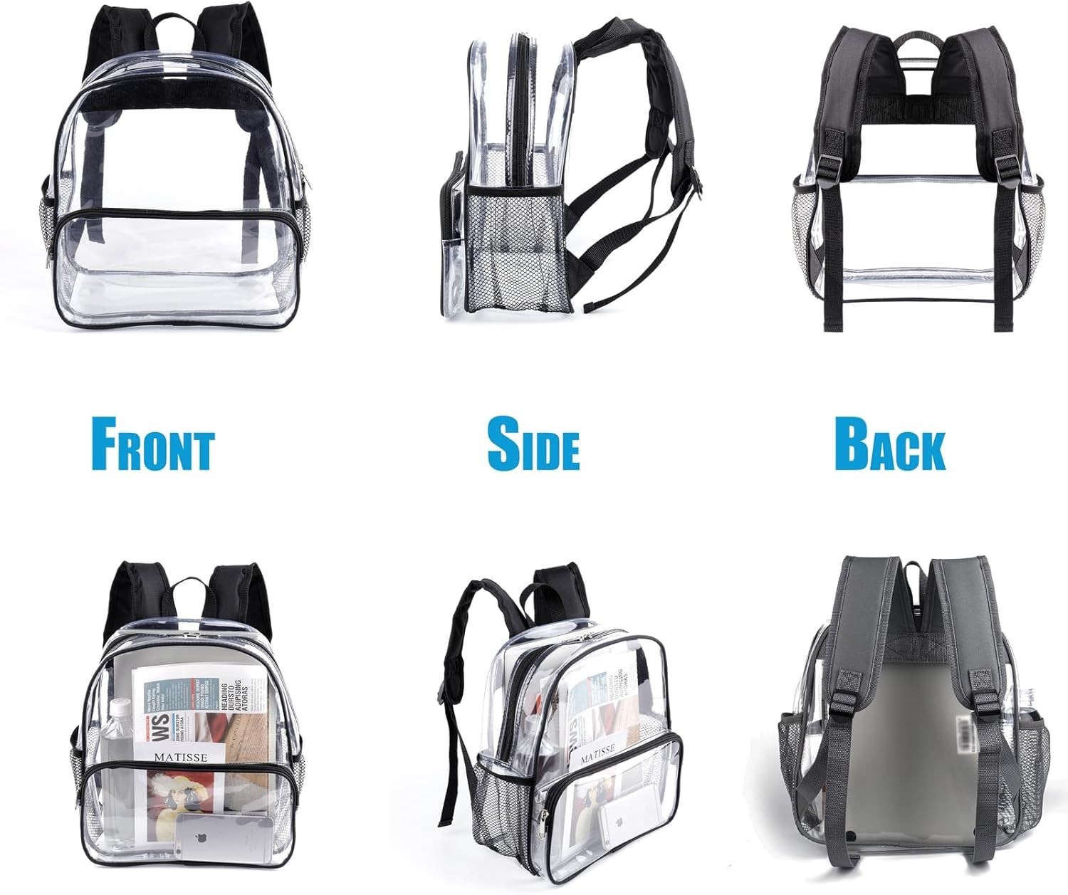 Clear Backpack for Stadium Events 12X6X12 Clear Bag Stadium Backpack Mini Small