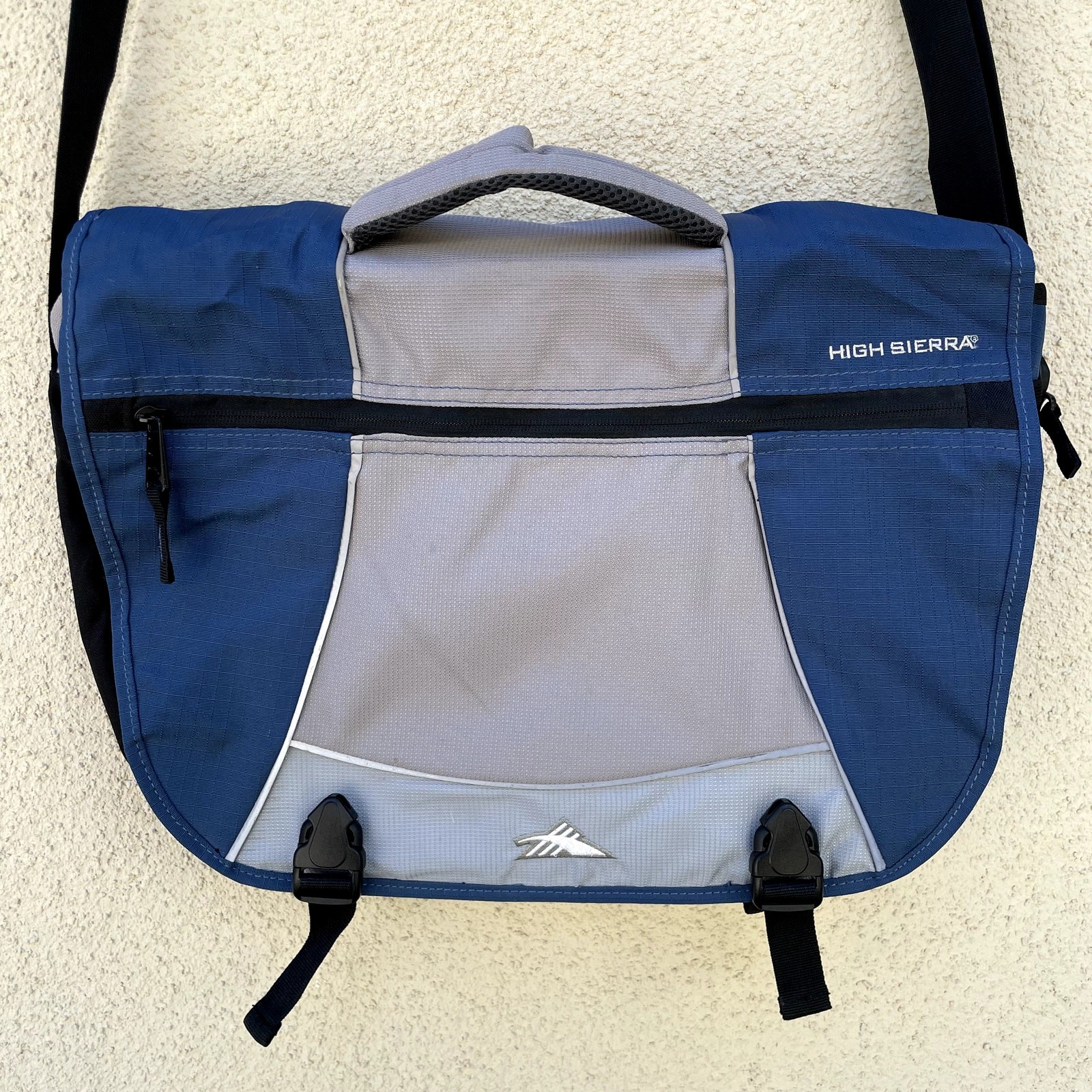 High Sierra Nylon Messenger Laptop Bag Blue Grey Black