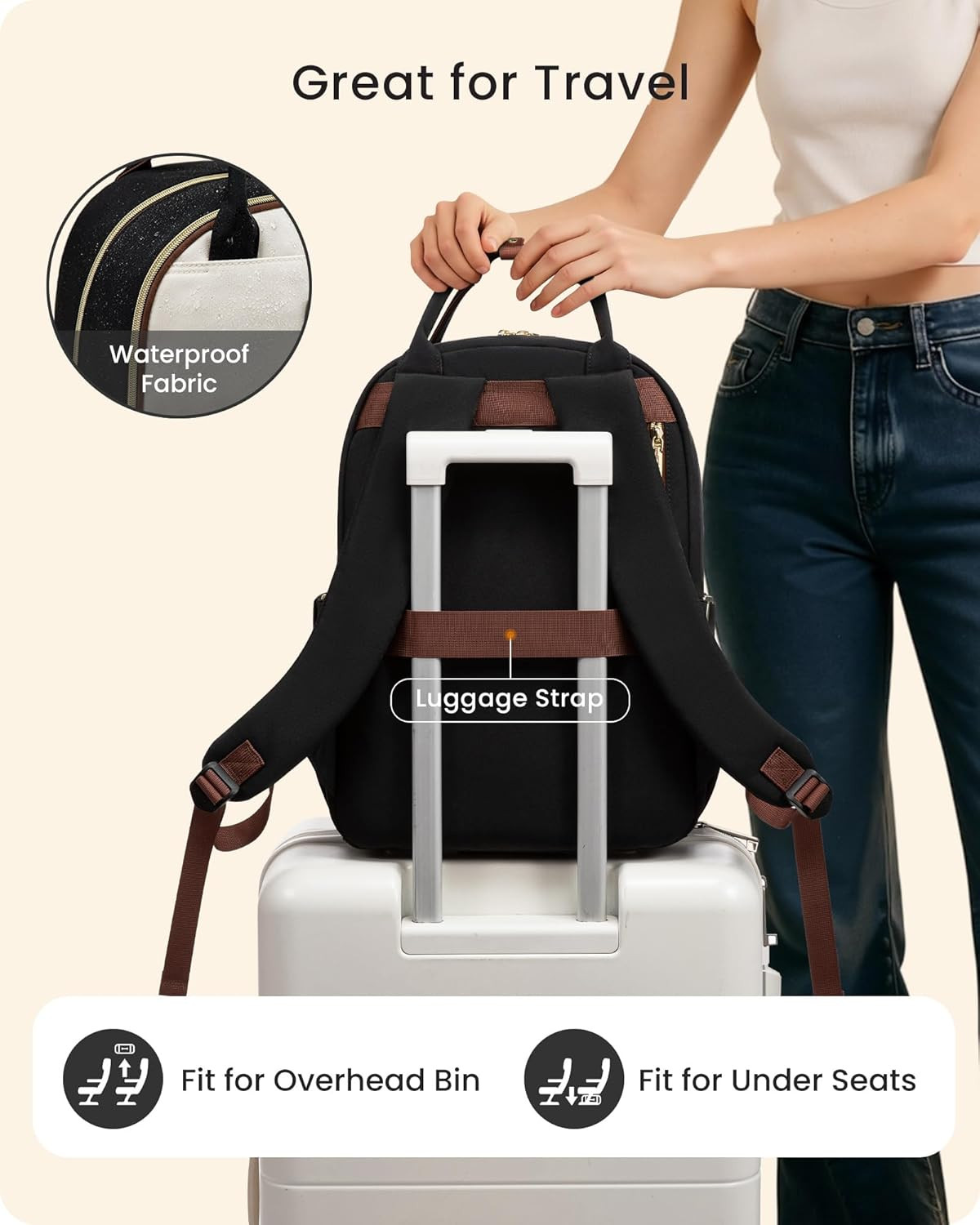 LOVEVOOK Laptop Backpack for Women with Giant Tumbler Holder Pocket, 15.6 inch T