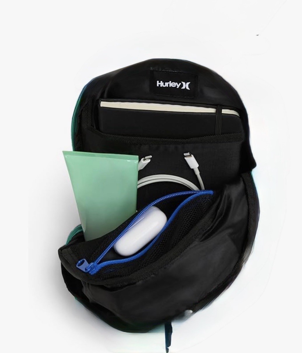 Hurley Small Crossbody Sling Bag Gray Blue Green Zip Water Resistant Pockets