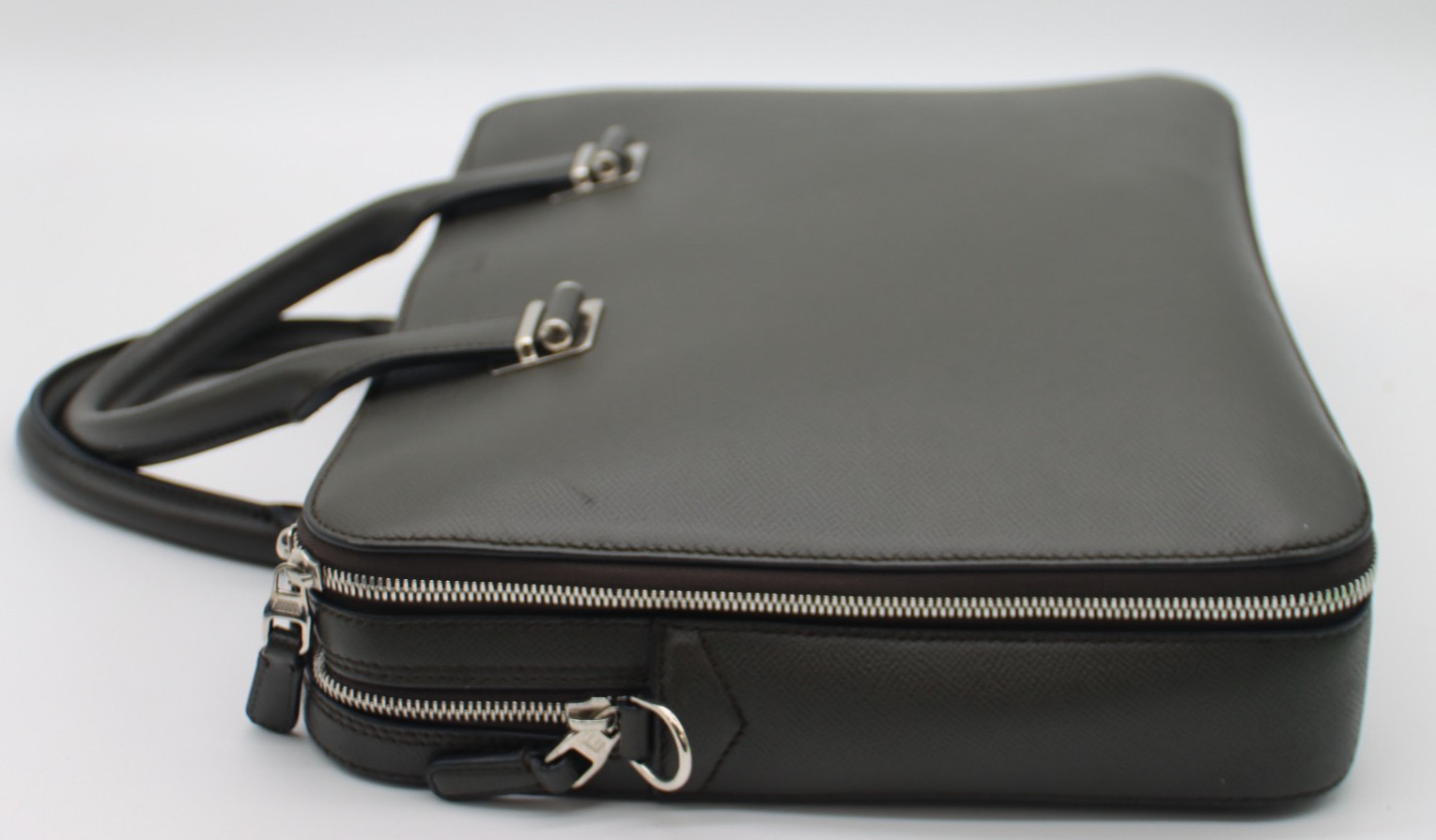 Dunhill Cadogan Single-Gusset Leather Document Case – Dark Olive Grey