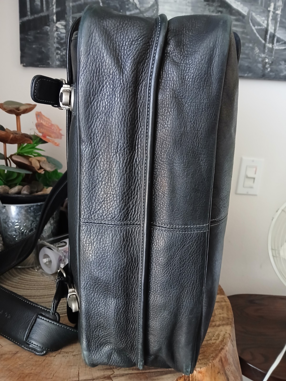 CLASSIC Black LEATHER ATTACHE Office Work BRIEFCASE Executive Lawyer MESSENGER