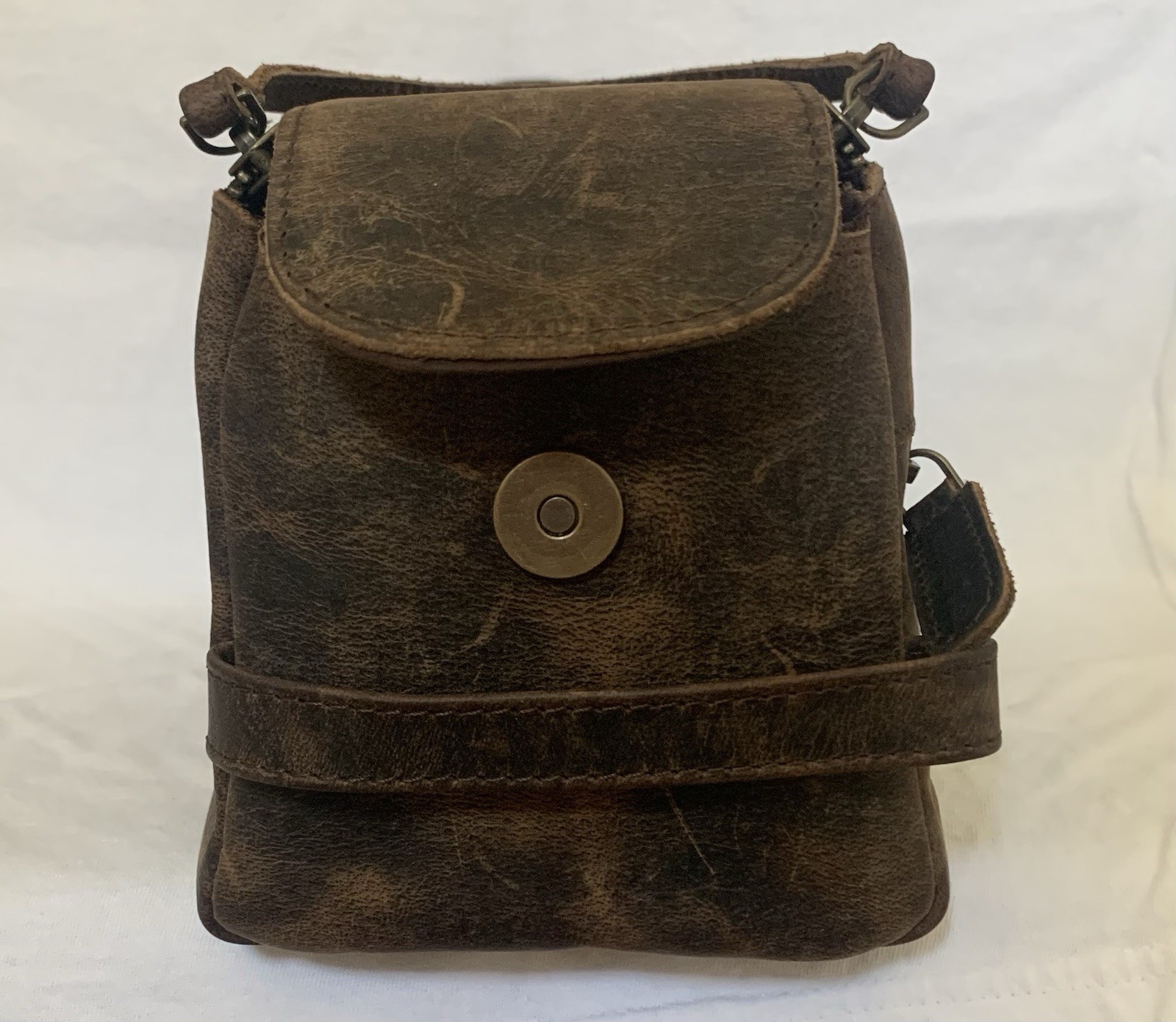 KomalC Buffalo Leather Dopp Travel Toiletry Bag Distressed Brown Shaving Bag