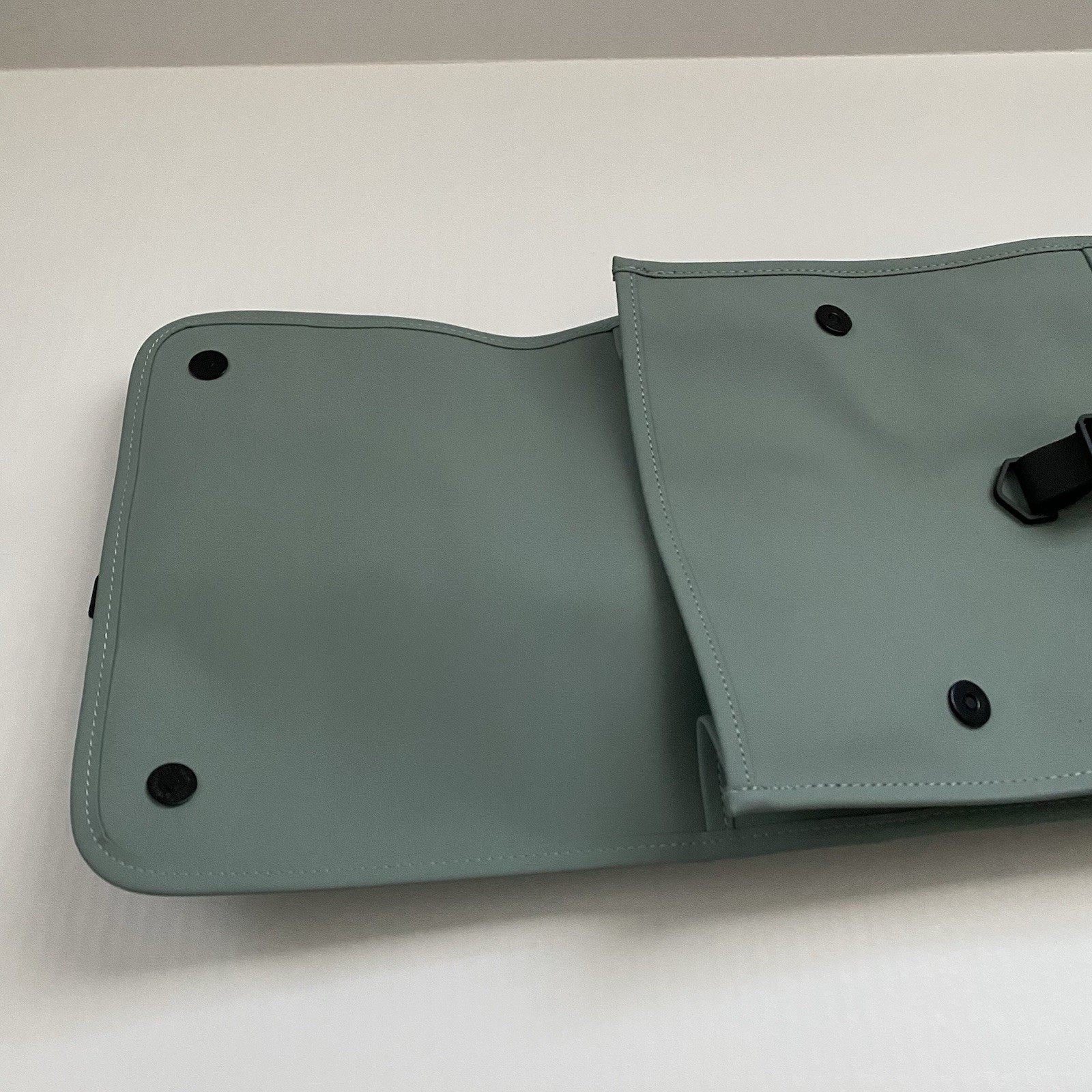 Rains Backpack Mini Unisex Green Waterproof Bag w/ Magnetic Flap 16x11x4 EUC