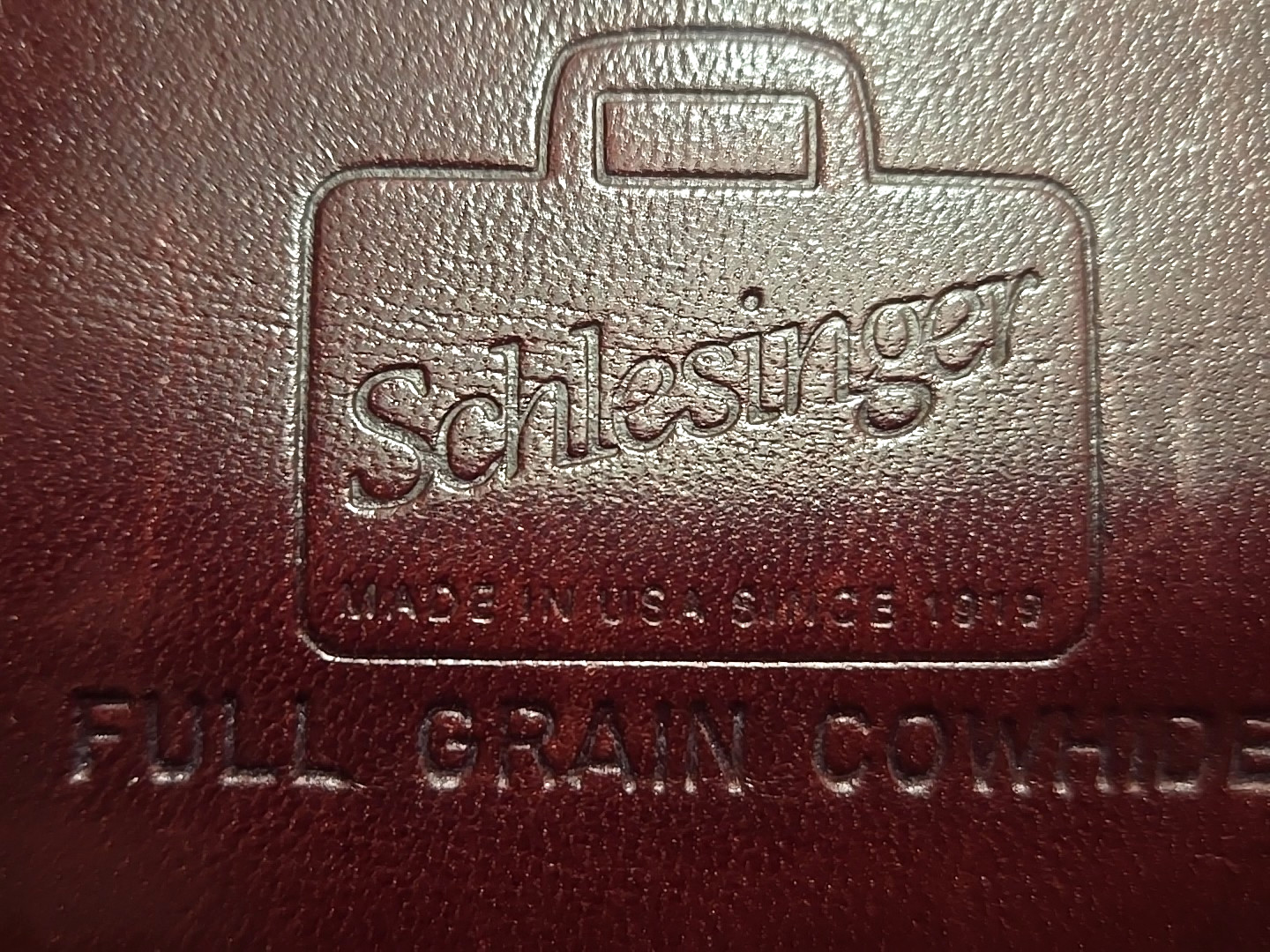 Vintage Schlesinger Full Grain Cowhide Leather Briefcase Made In USA