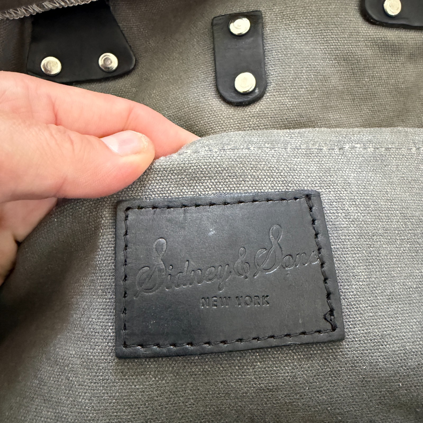 Sidney & Sons New York Large Gray Waxed Canvas Frame Utility Carryall Tool Bag