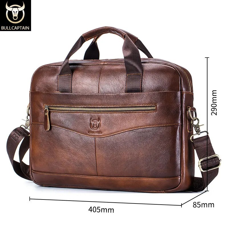 Genuine Leather Men’s Briefcase Laptop Bag 14 Inch Business or Office Work