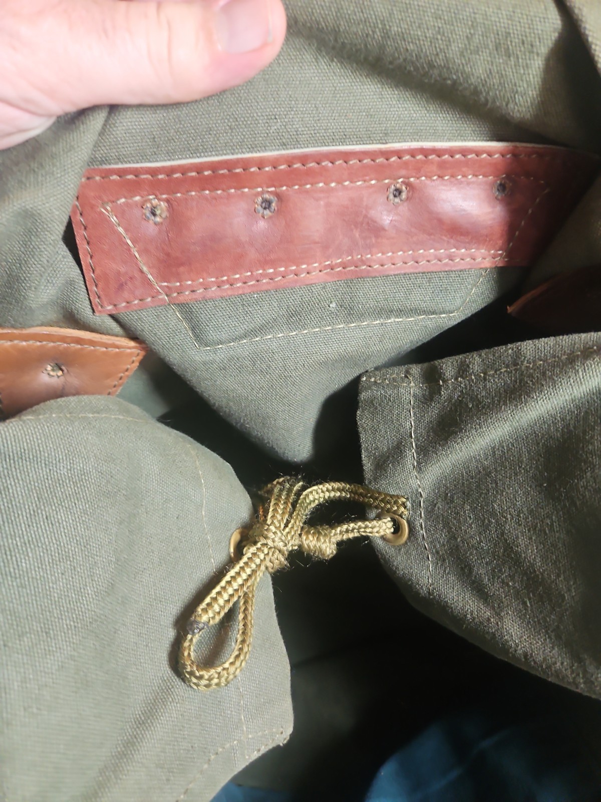 Vintage Duluth Pack Large Green Canvas Canoe Camping Backpack Leather Straps