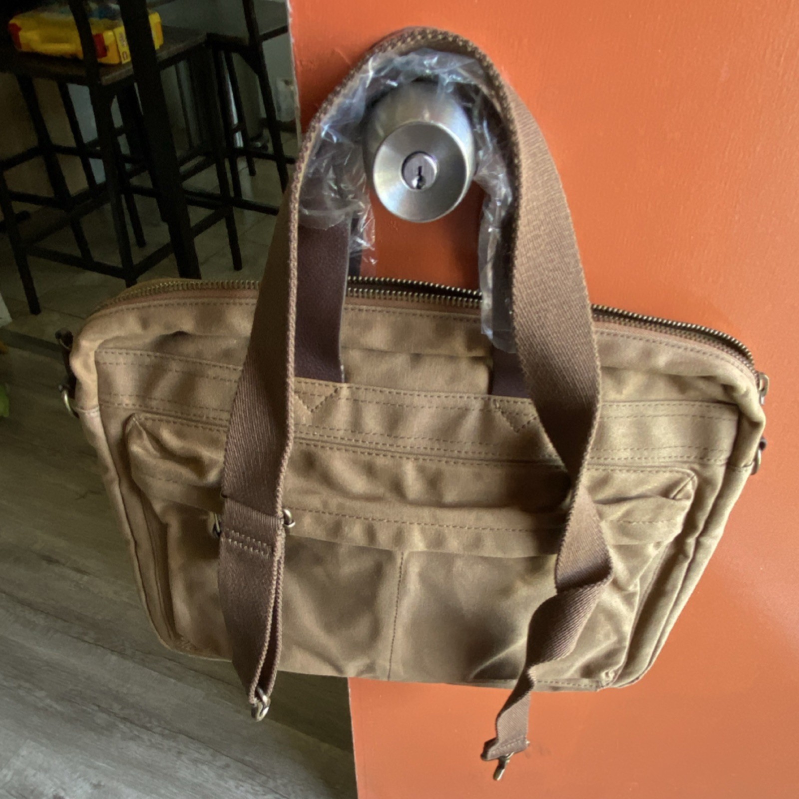 J.CREW Men’s Brown Zip Briefcase/Document Case w/ Inner & Outer Pockets