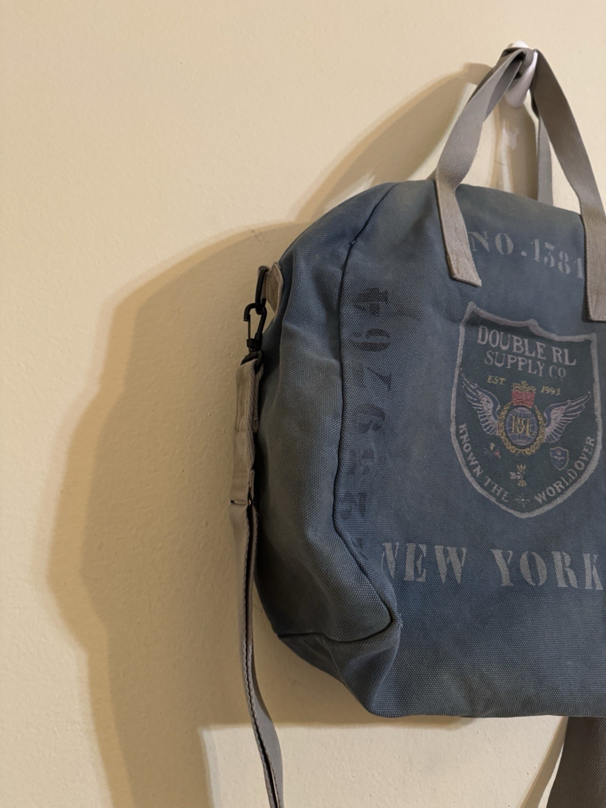 RRL Double RL Ralph Lauren Canvas Graphic Expedition Tote Bag Denim Blue