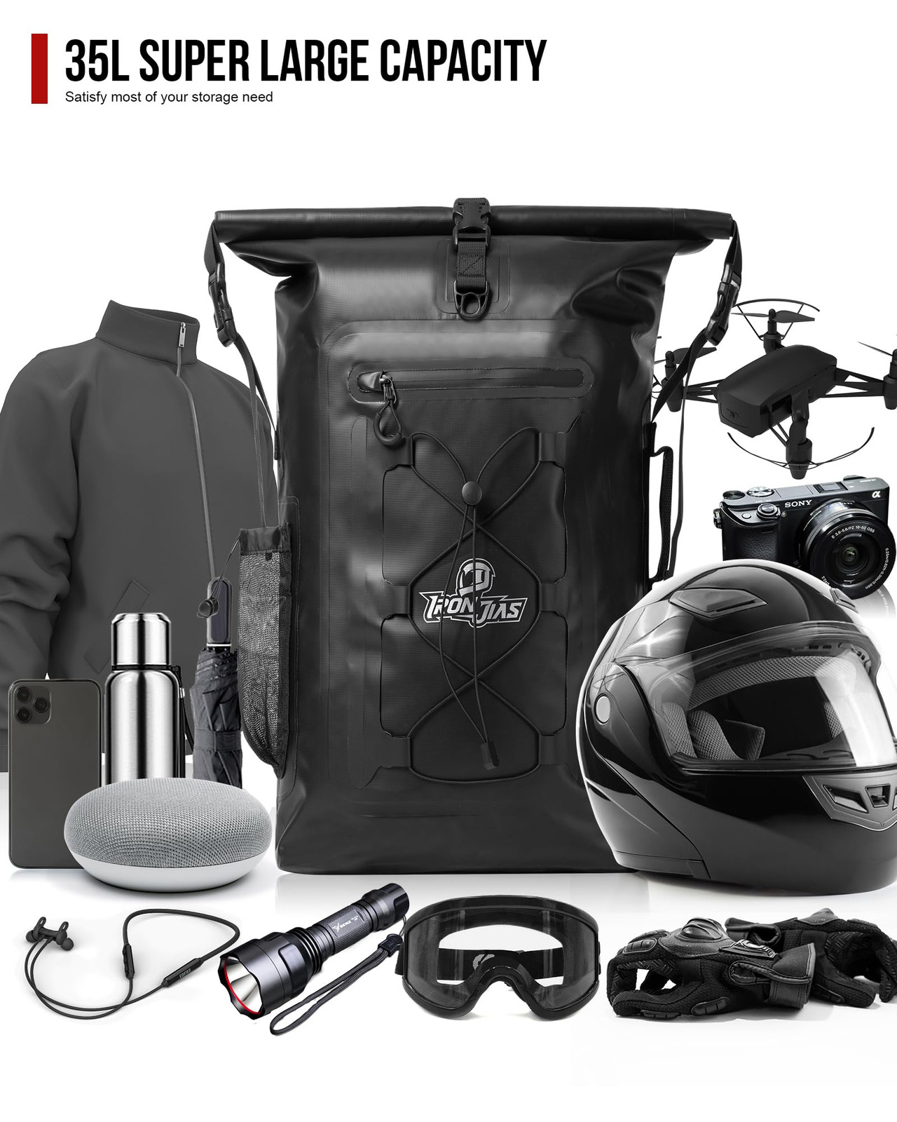 Motorcycle Sissy Bar Bag Waterproof Motorcycle Backpack Tail Bags Travel Sadd…