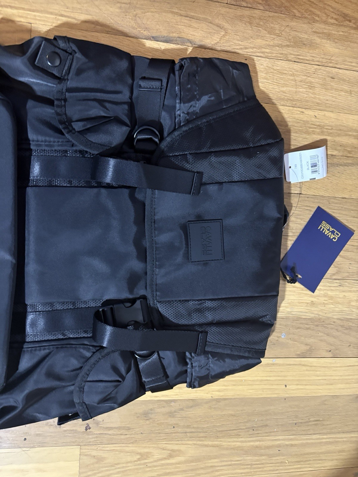 Cavalli Class Black Men’s Backpack Buckle Closure Adjustable Strap Casual Travel