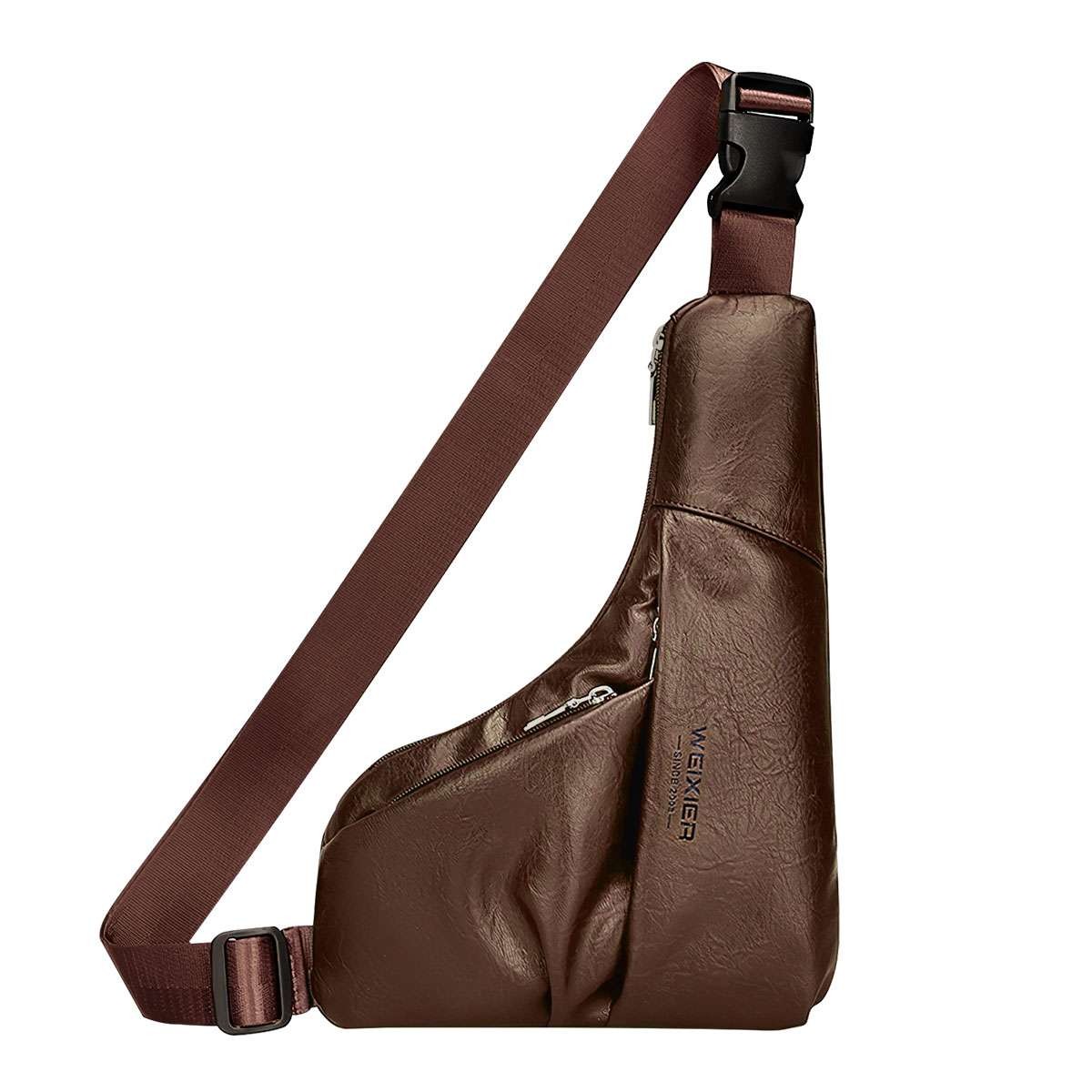 Fashion PU Leather Sling Chest Bag for Men, Waterproof Crossbody Shoulder Bag