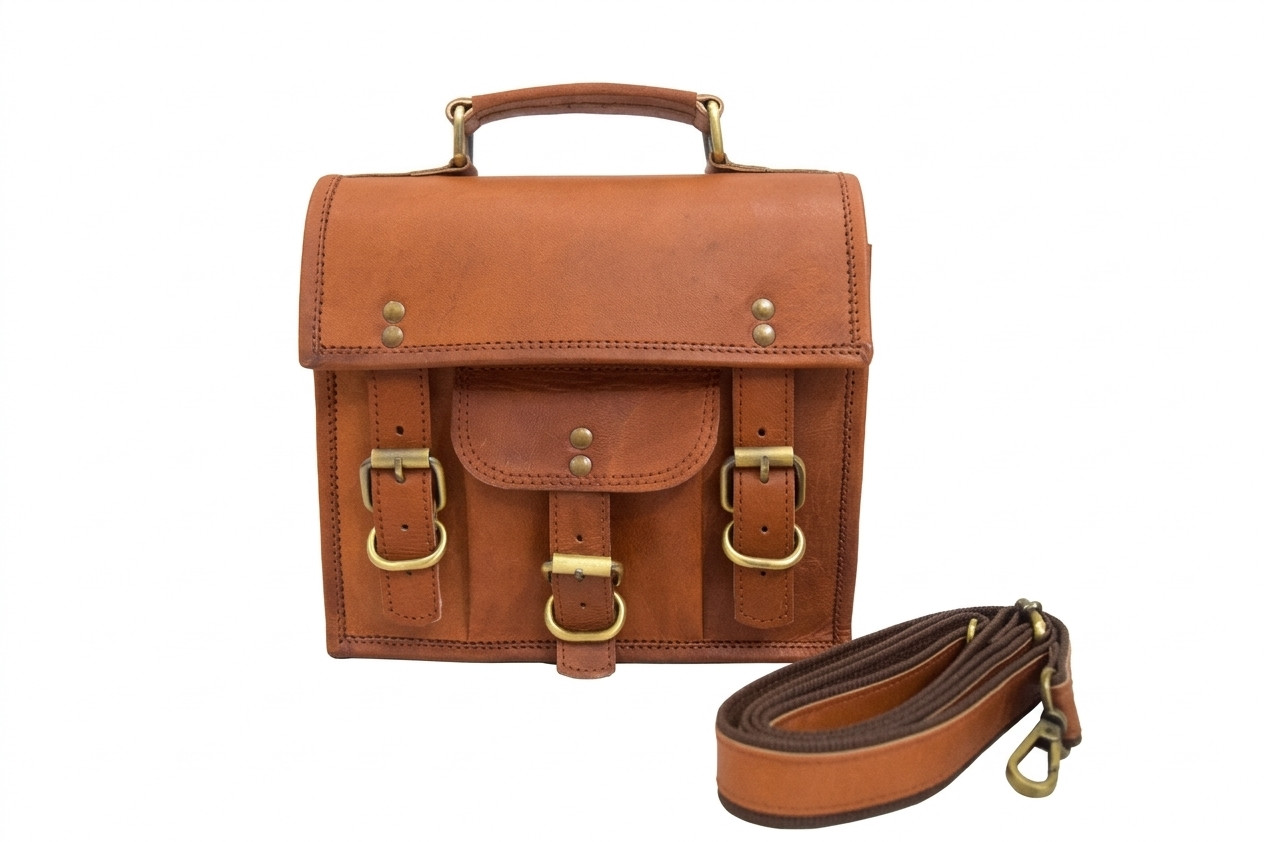9 In Vintage Leather Satchel Crossbody Bag Wallet Purse Handbag Sling Messenger