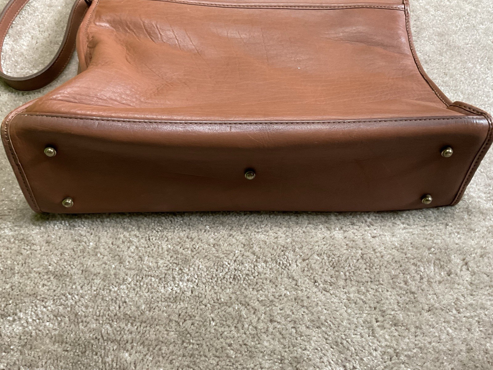 Vintage Jack Georges USA Leather Briefcase Messenger Satchel Bag Cognac Brown