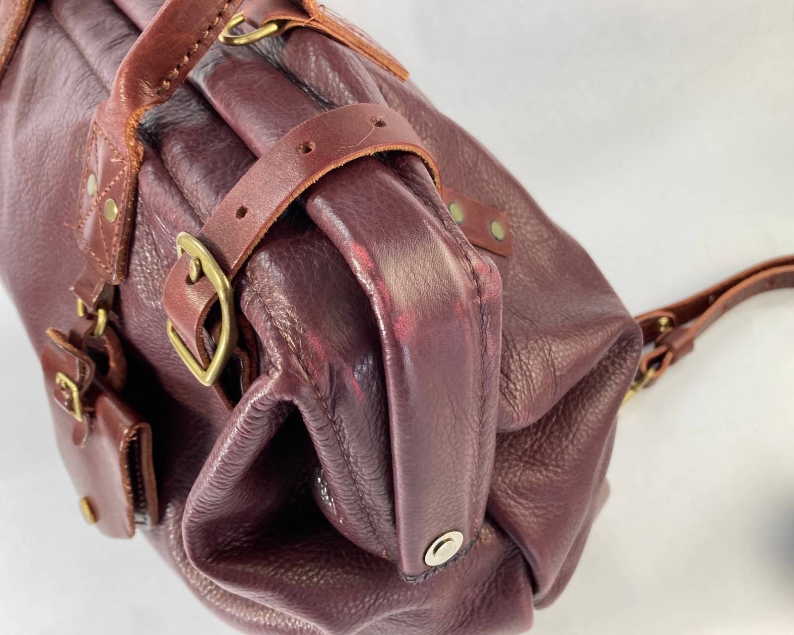 Billykirk No 165 Medium burgundy leather carryall weekender overnight duffle bag