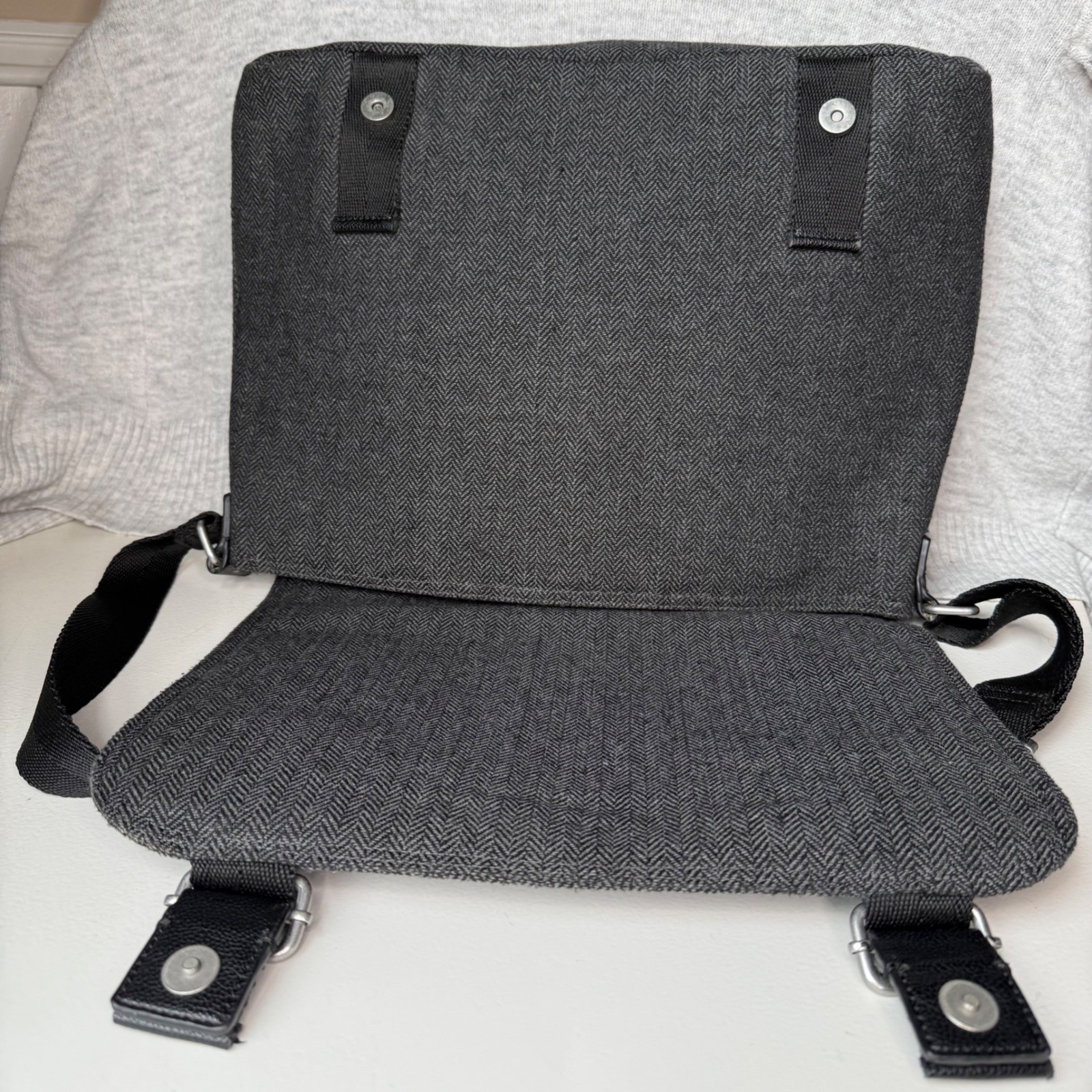 Banana Republic Herringbone Messenger Bag Charcoal Grey Wool Blend Travel Bag