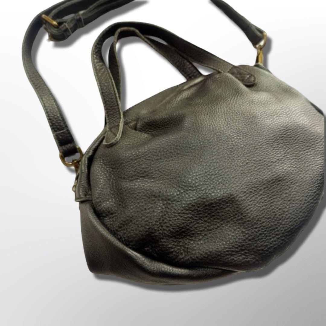 Archive 2000s real leather shoulder bag, unisex, 2way oval style, used