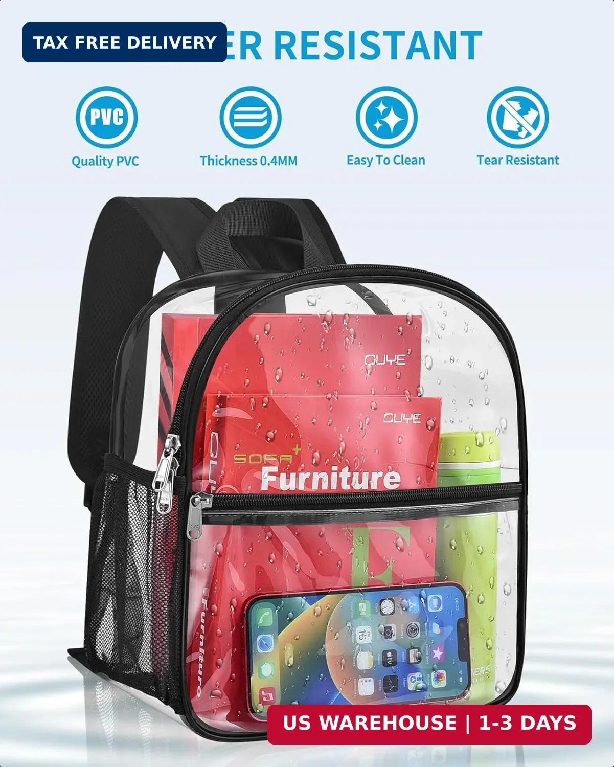 Paxiland Clear Backpack Stadium Approved 12×12×6 with Reinforced and Wider Shoul