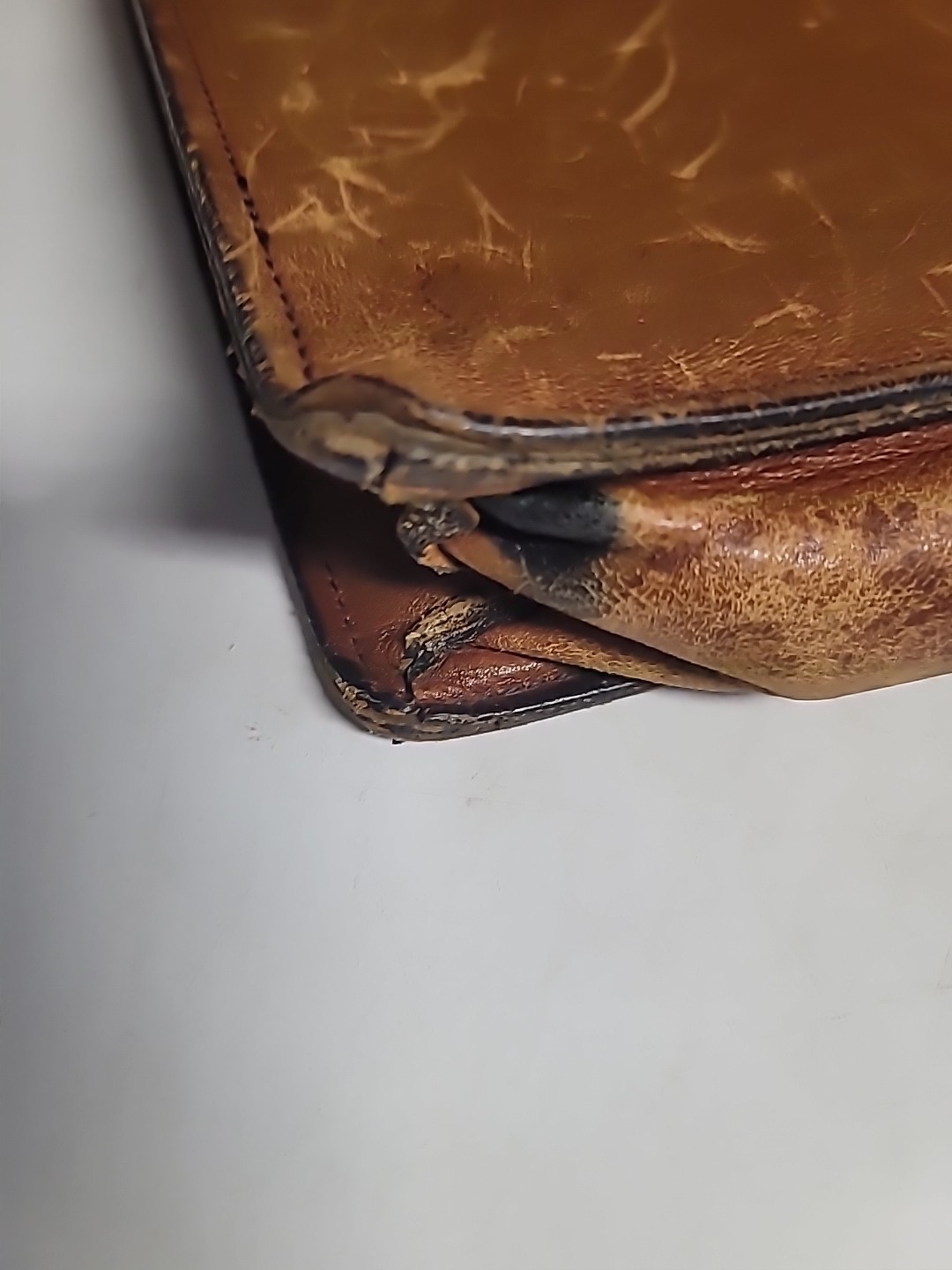 Vintage Schlesinger Brothers Brown Leather Briefcase / Portfolio 1970’s-80’s
