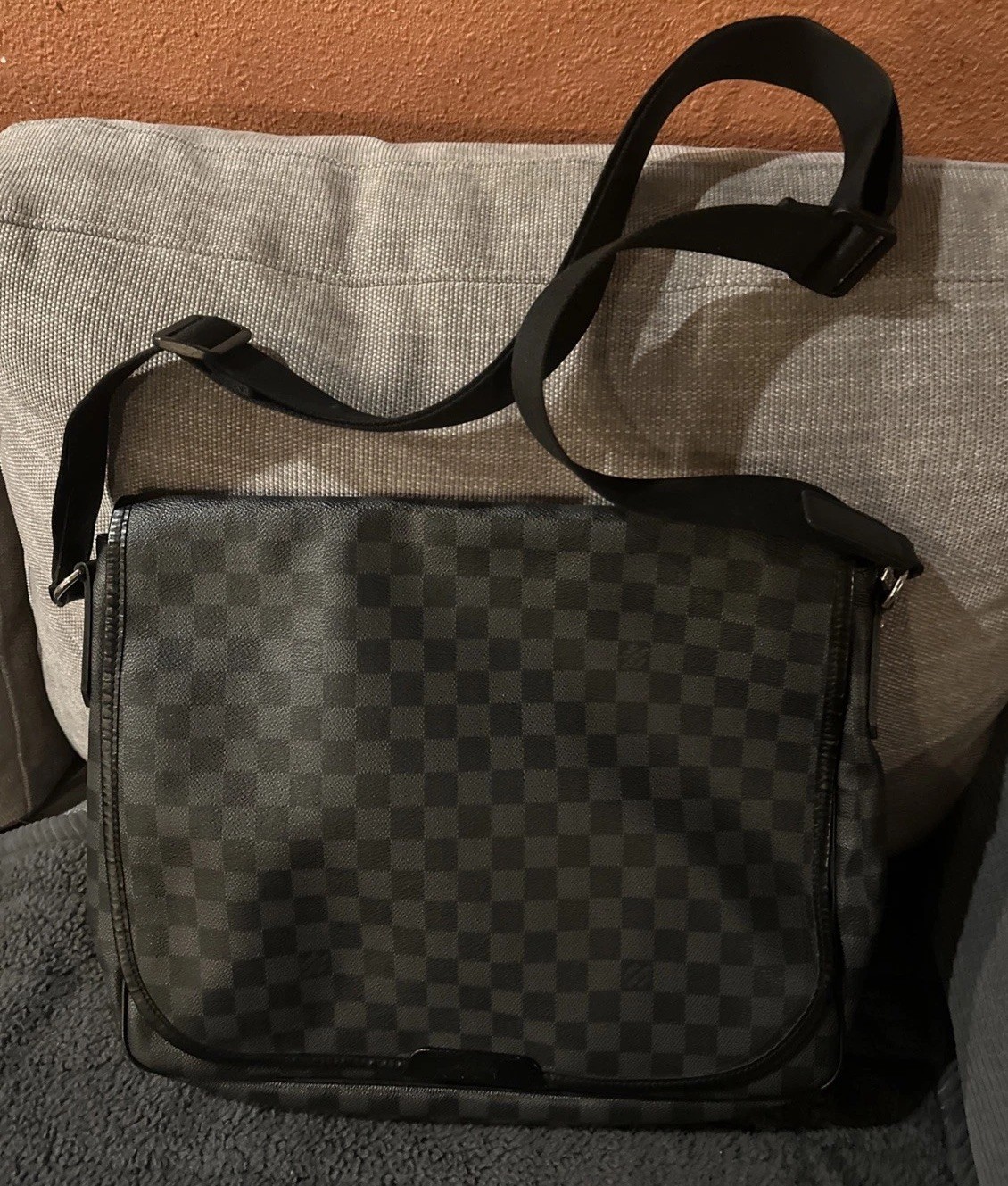 LOUIS VUITTON SHOULDER BAG DANIEL MM_DAMIER GRAPHITE PVC Black Used