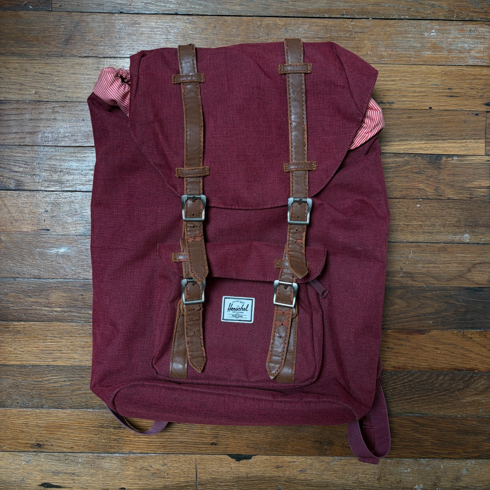 Herschel Maroon Backpack Buckle Closure Adjustable Strap Padded Pockets