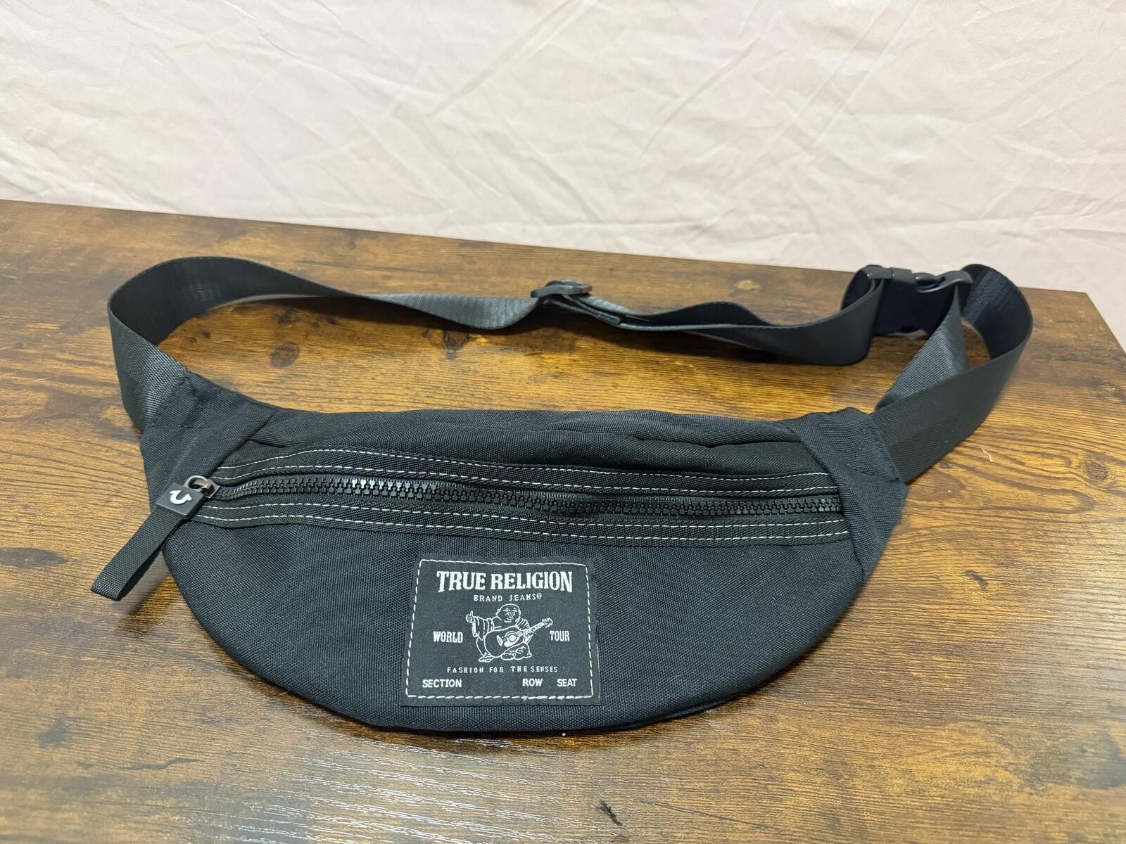 True Religion Black Nylon Waist Bag Fanny Pack Adjustable Strap