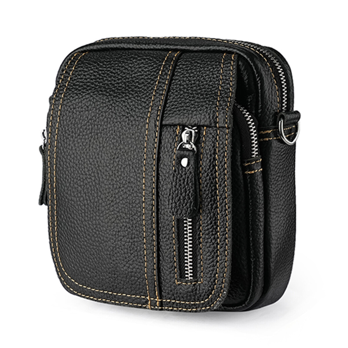 Mens Genuine Leather Mini Messenger Cross Body Handbag Shoulder Bag Large Purse