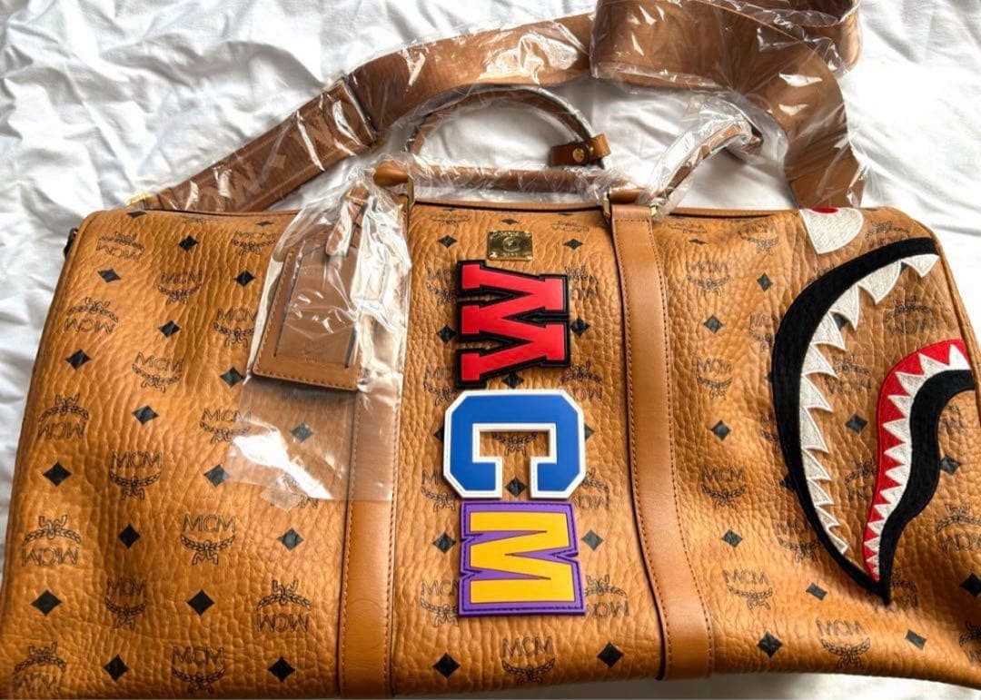 MCM A BATHING APE Boston Bag Rare Vintage Collaboration 50cm