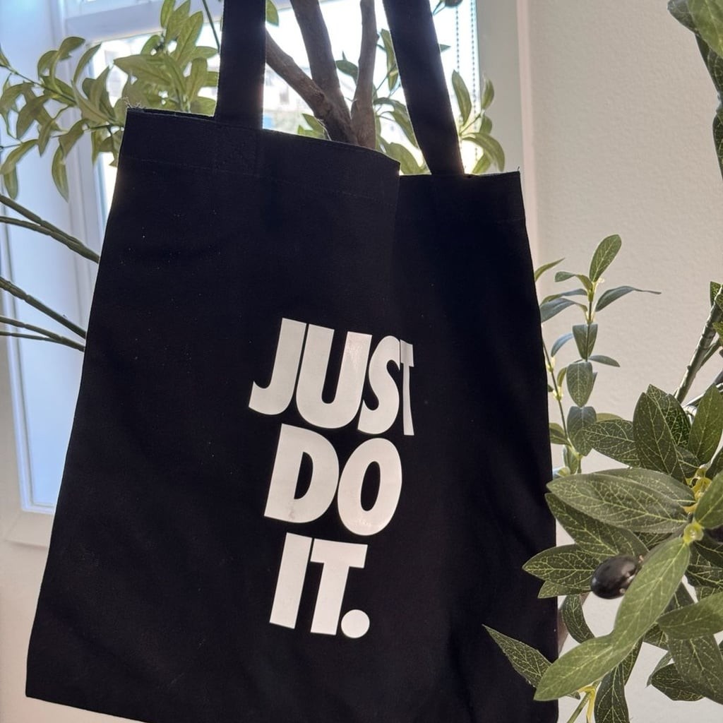 Nike Just Do It Black Cotton Canvas Tote Bag