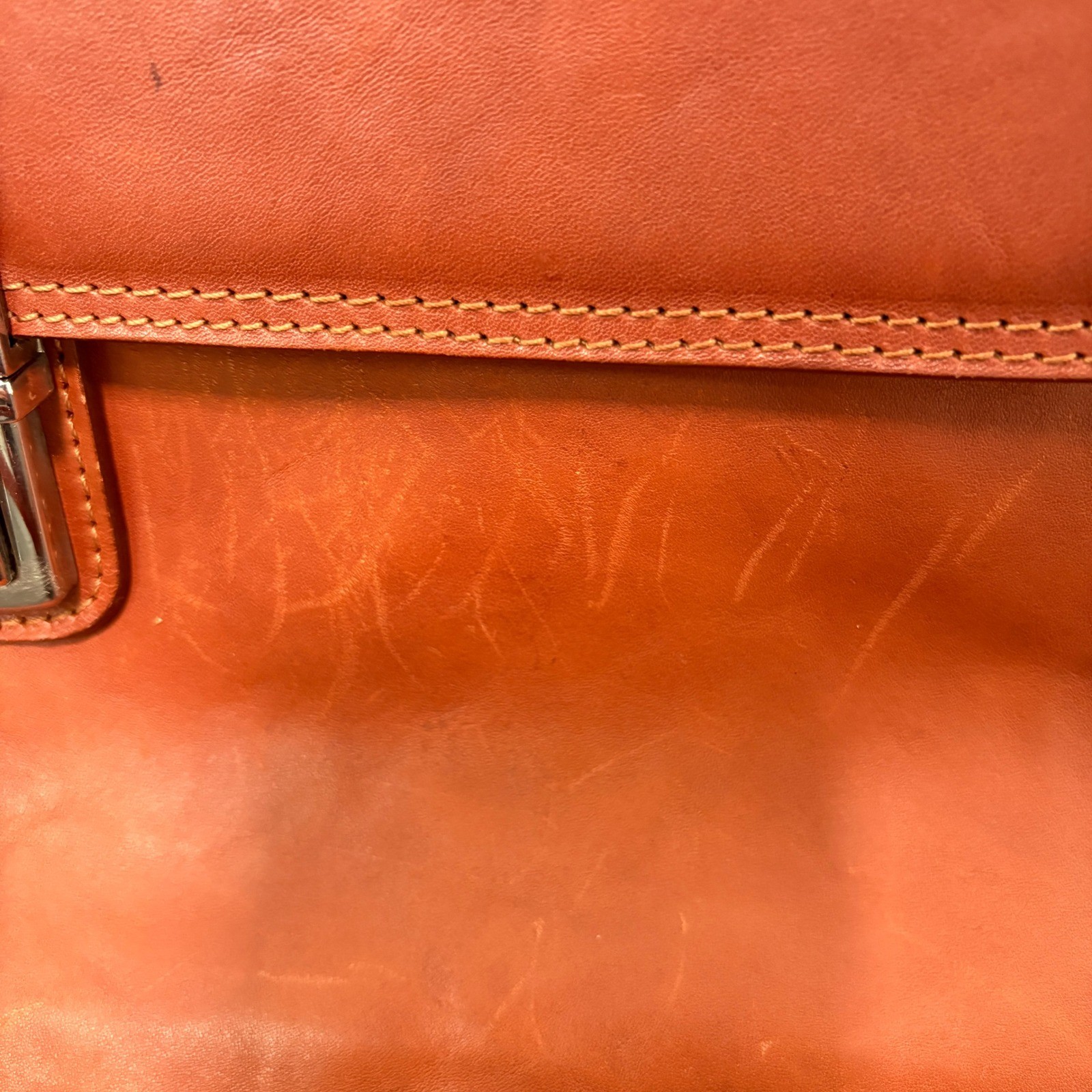Unbranded Leather Briefcase Messenger Bag Large Cognac Made Italy Quiet Luxury