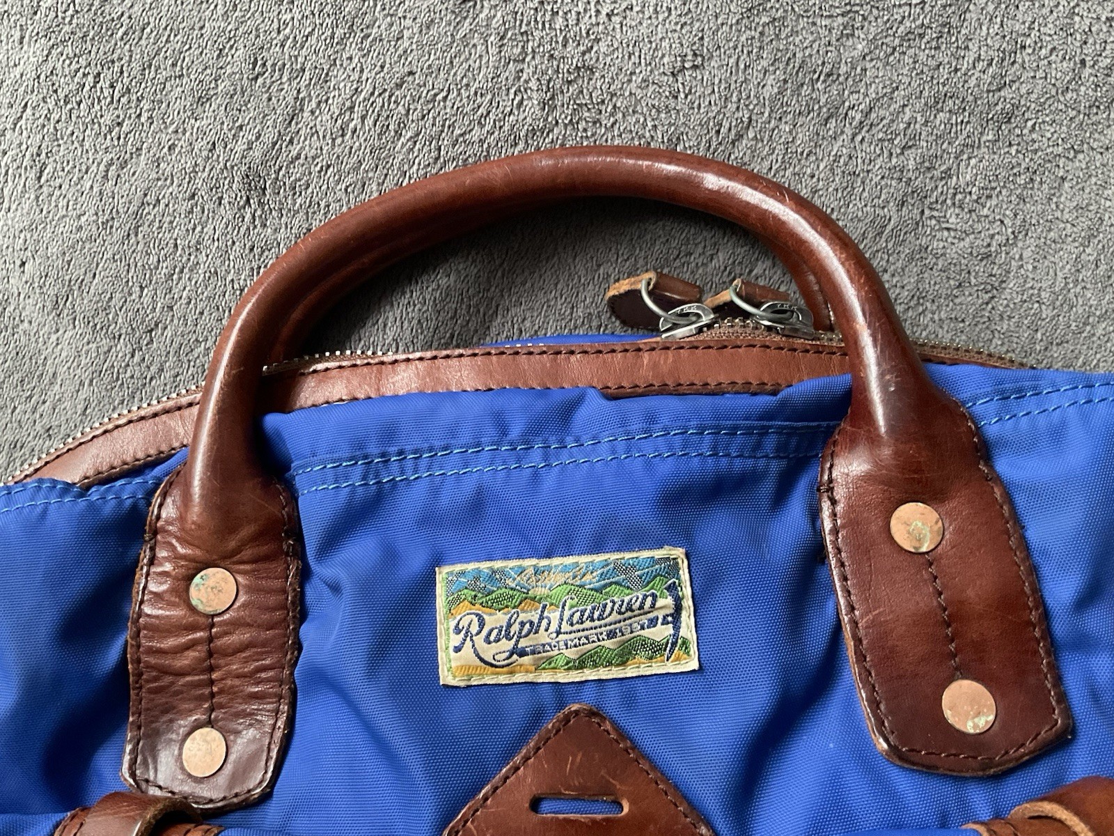 Polo Ralph Lauren Men’s Leather Trim Canvas Attache Laptop Bag Blue Rare