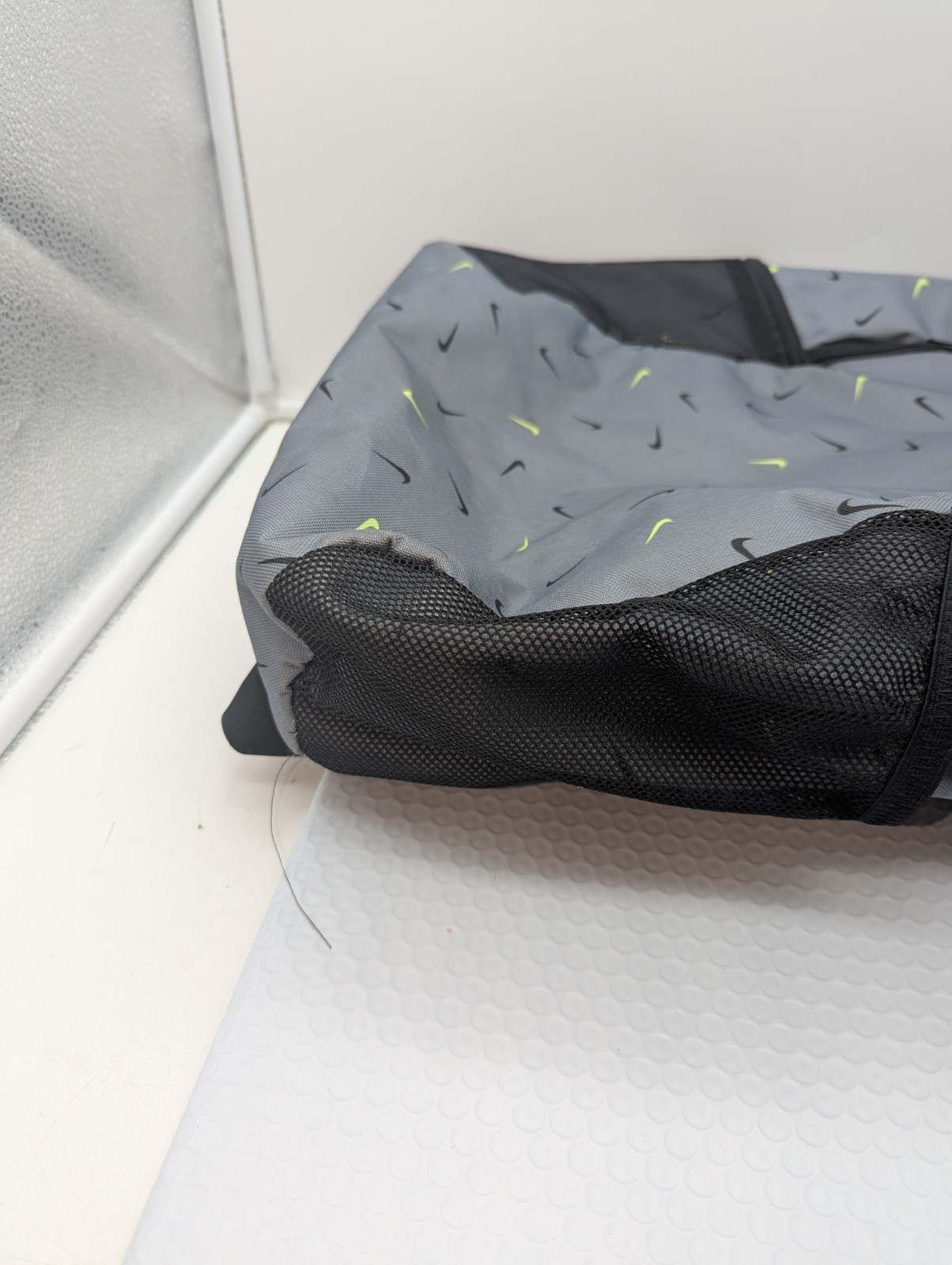 Nike Brasilia All Over Print Backpack Training Gym Gray/Black BA6039 Used